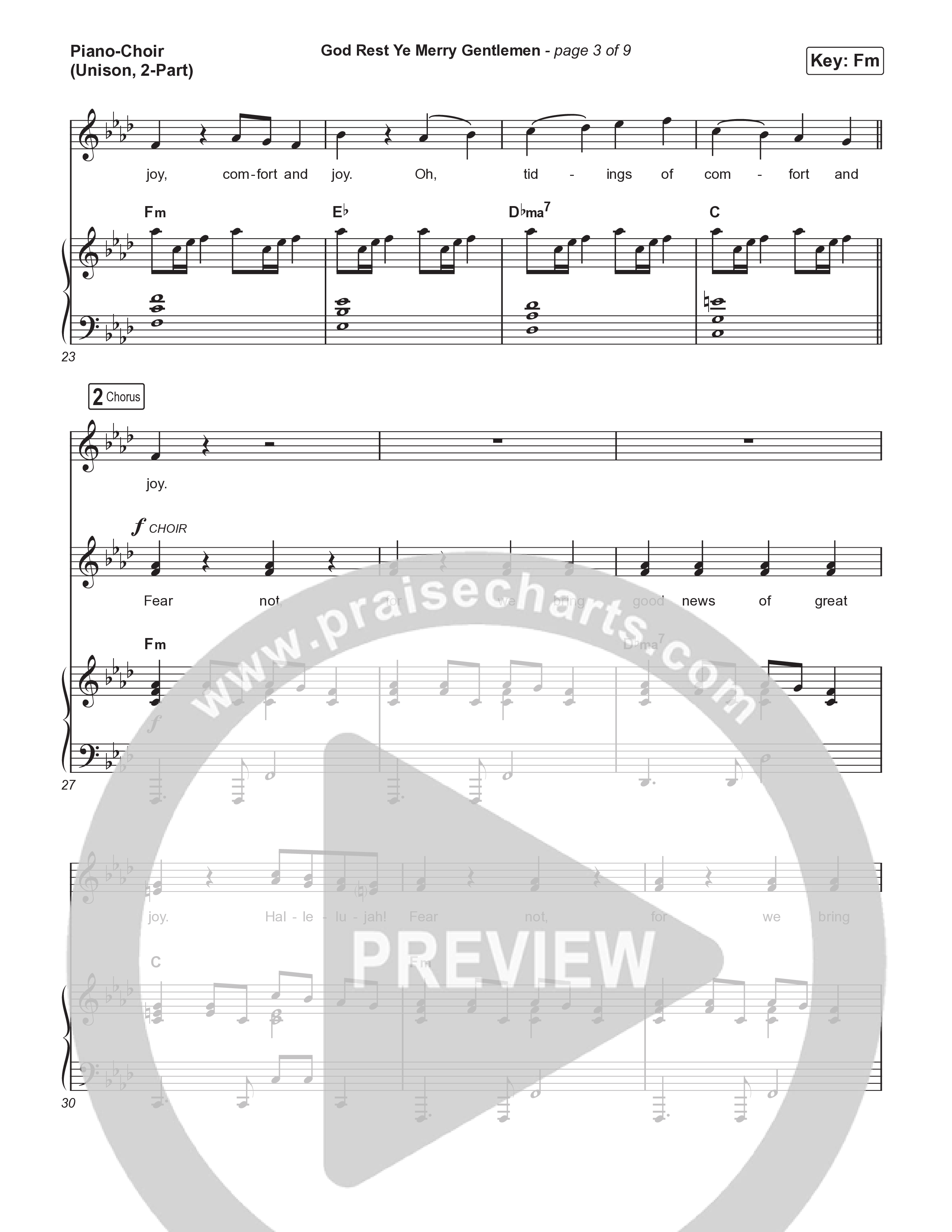 God Rest Ye Merry Gentlemen (Unison/2-Part) Piano/Choir  (Uni/2-Part) (Phil Wickham / Arr. Luke Gambill)