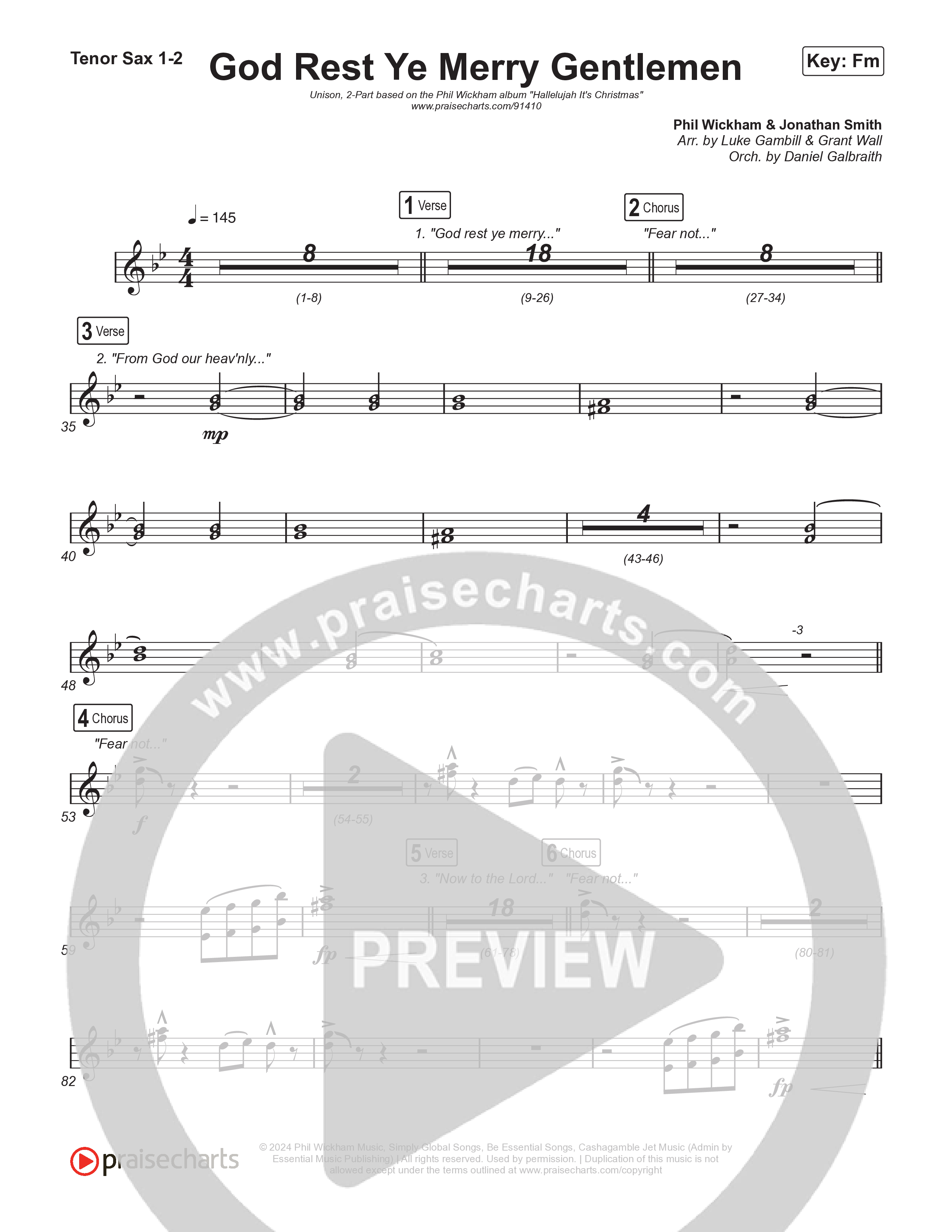 God Rest Ye Merry Gentlemen (Unison/2-Part) Sax Pack (Phil Wickham / Arr. Luke Gambill)