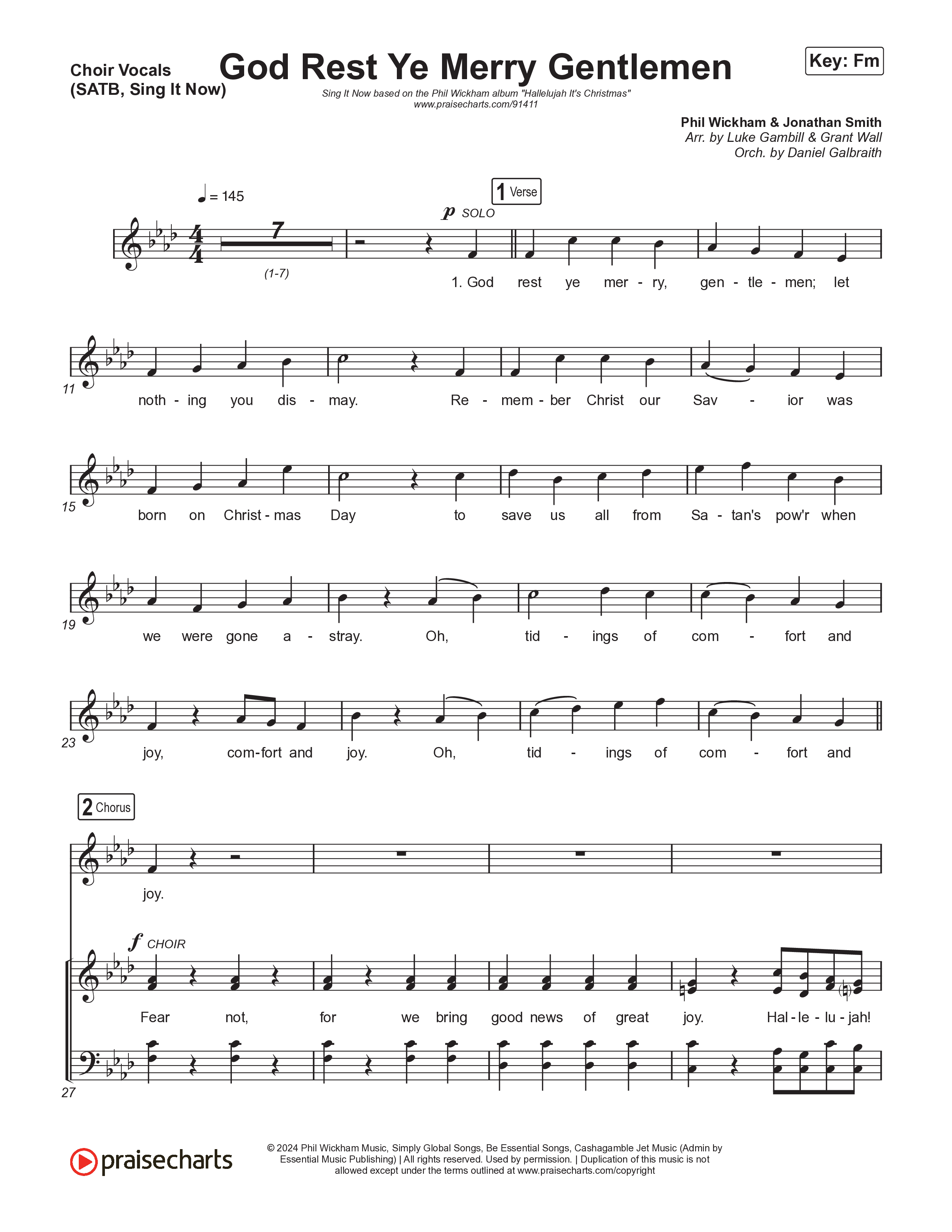 God Rest Ye Merry Gentlemen (Sing It Now) Choir Sheet (SATB) (Phil Wickham / Arr. Luke Gambill)