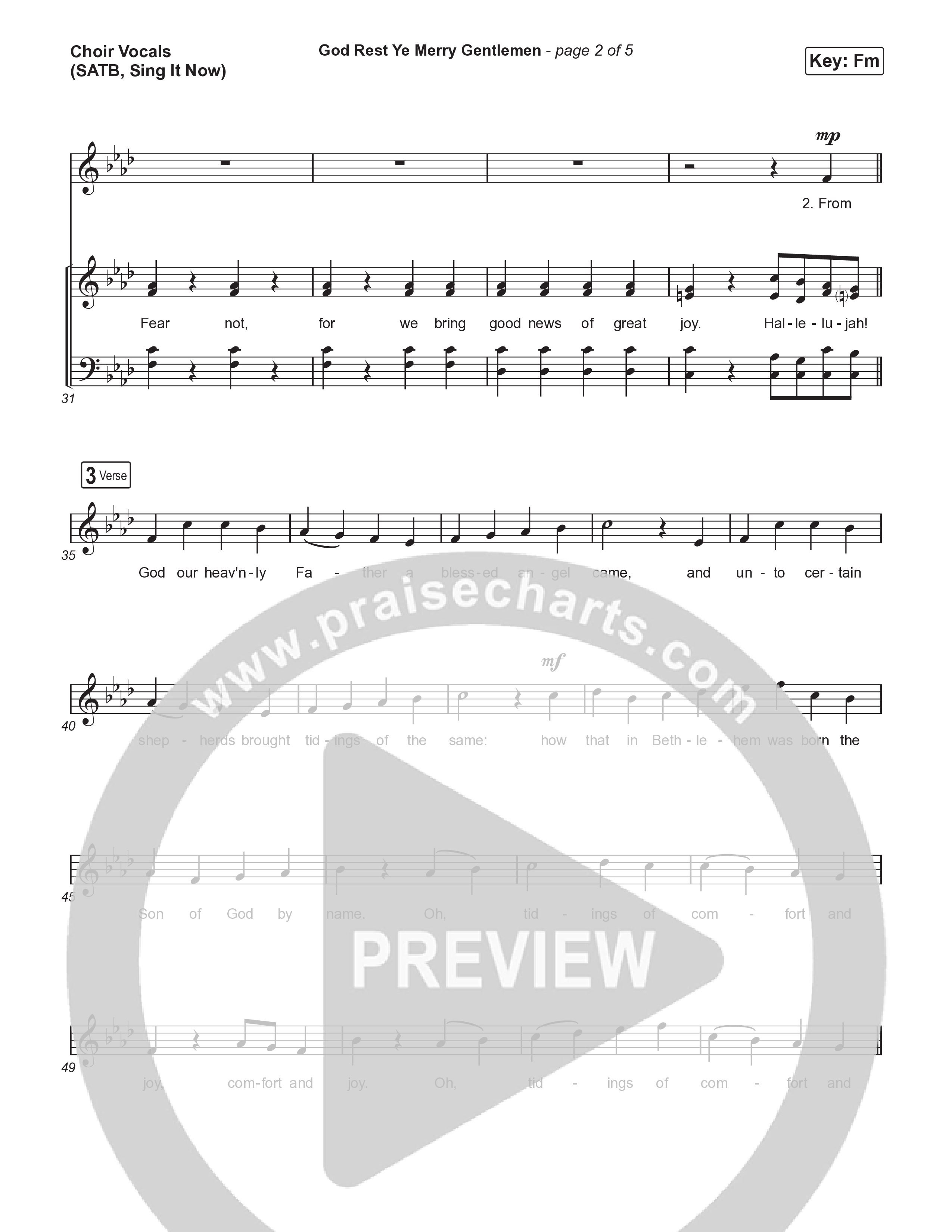 God Rest Ye Merry Gentlemen (Sing It Now) Choir Sheet (SATB) (Phil Wickham / Arr. Luke Gambill)