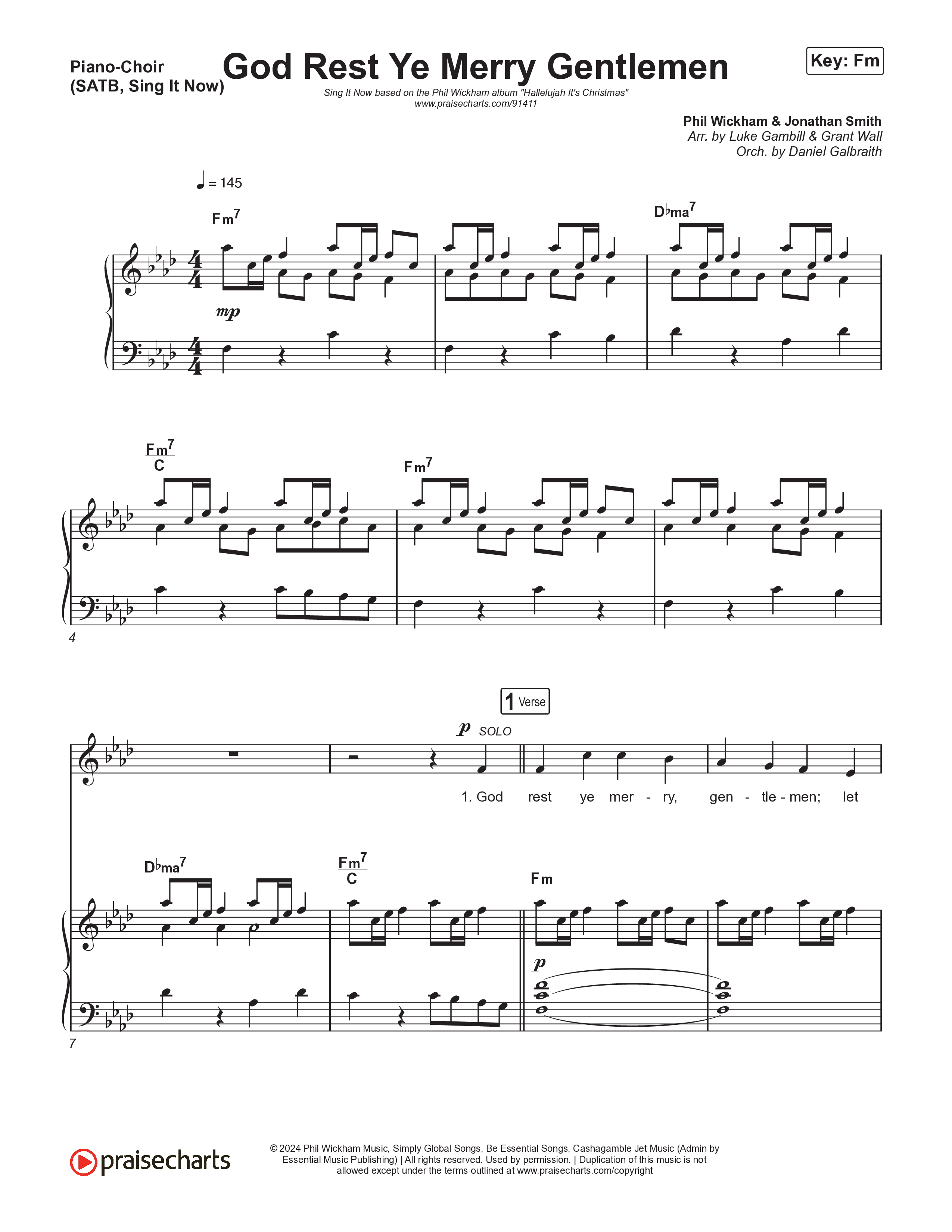 God Rest Ye Merry Gentlemen (Sing It Now) Piano/Choir (SATB) (Phil Wickham / Arr. Luke Gambill)