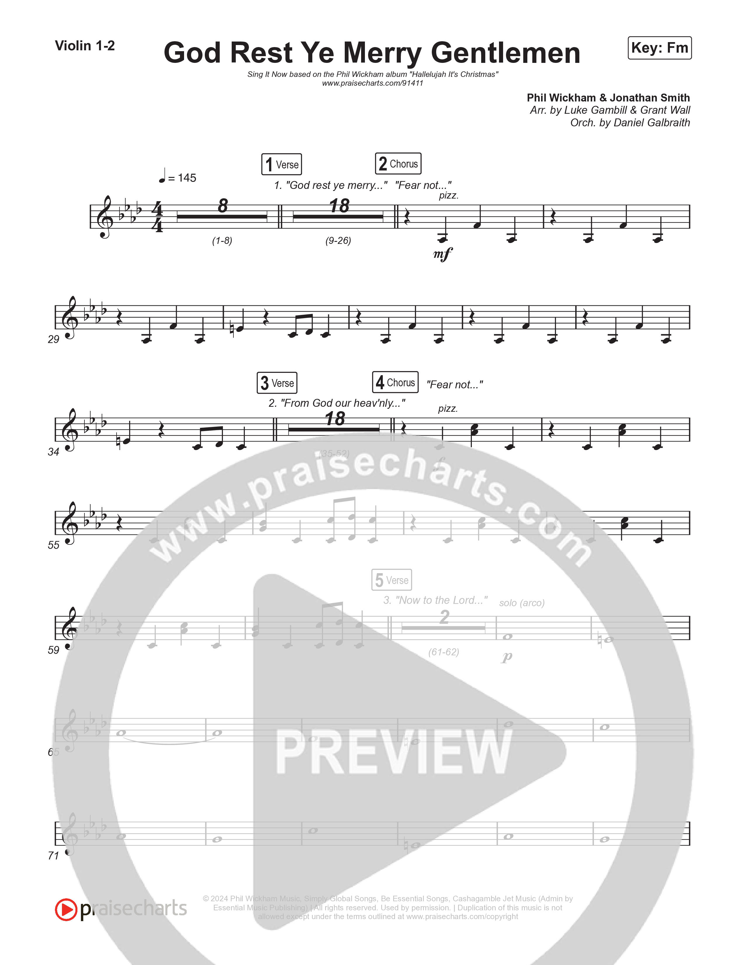 God Rest Ye Merry Gentlemen (Sing It Now) Violin 1/2 (Phil Wickham / Arr. Luke Gambill)
