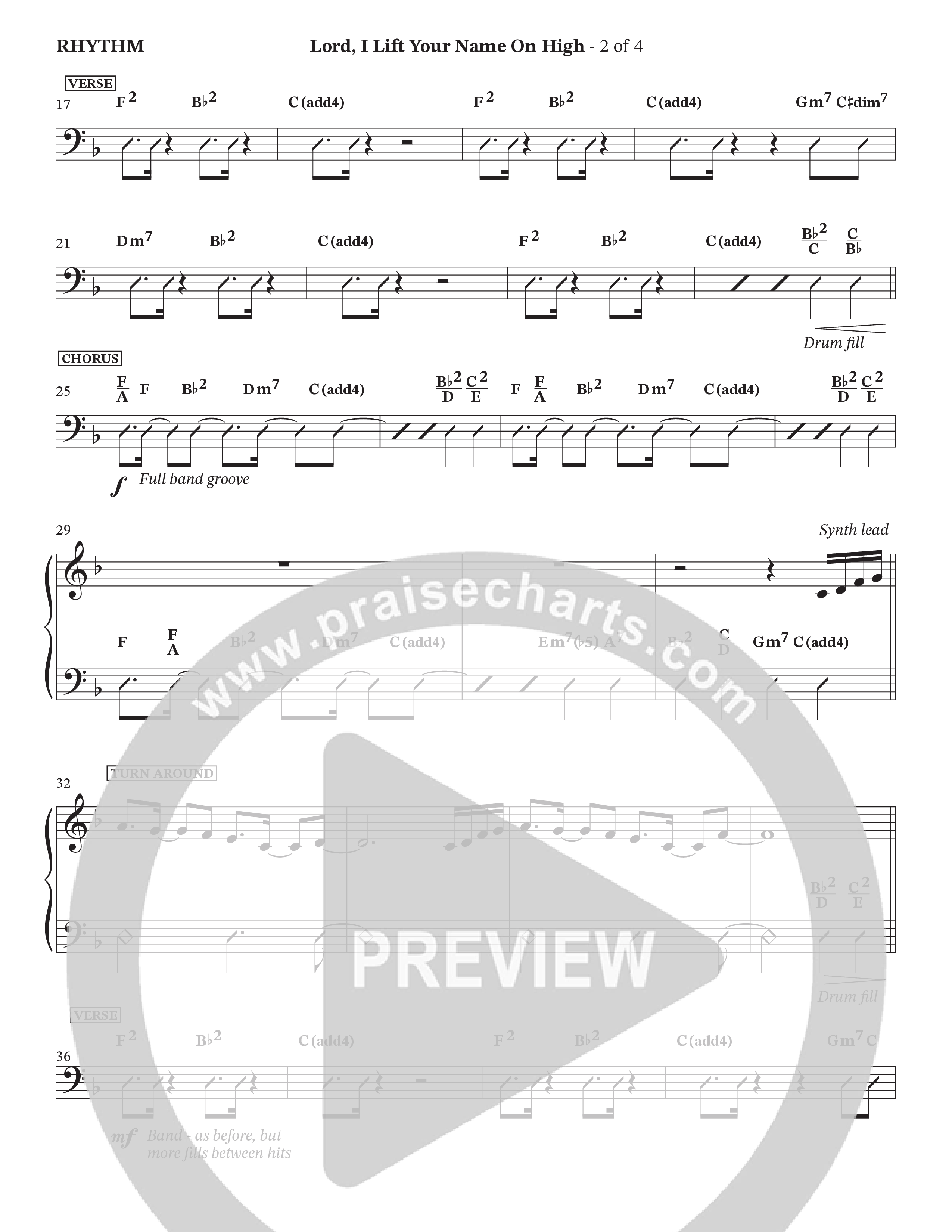 Lord I Lift Your Name On High (Live) (Choral Anthem SATB) Rhythm Chart (StowTown Worship / TaRanda Greene)