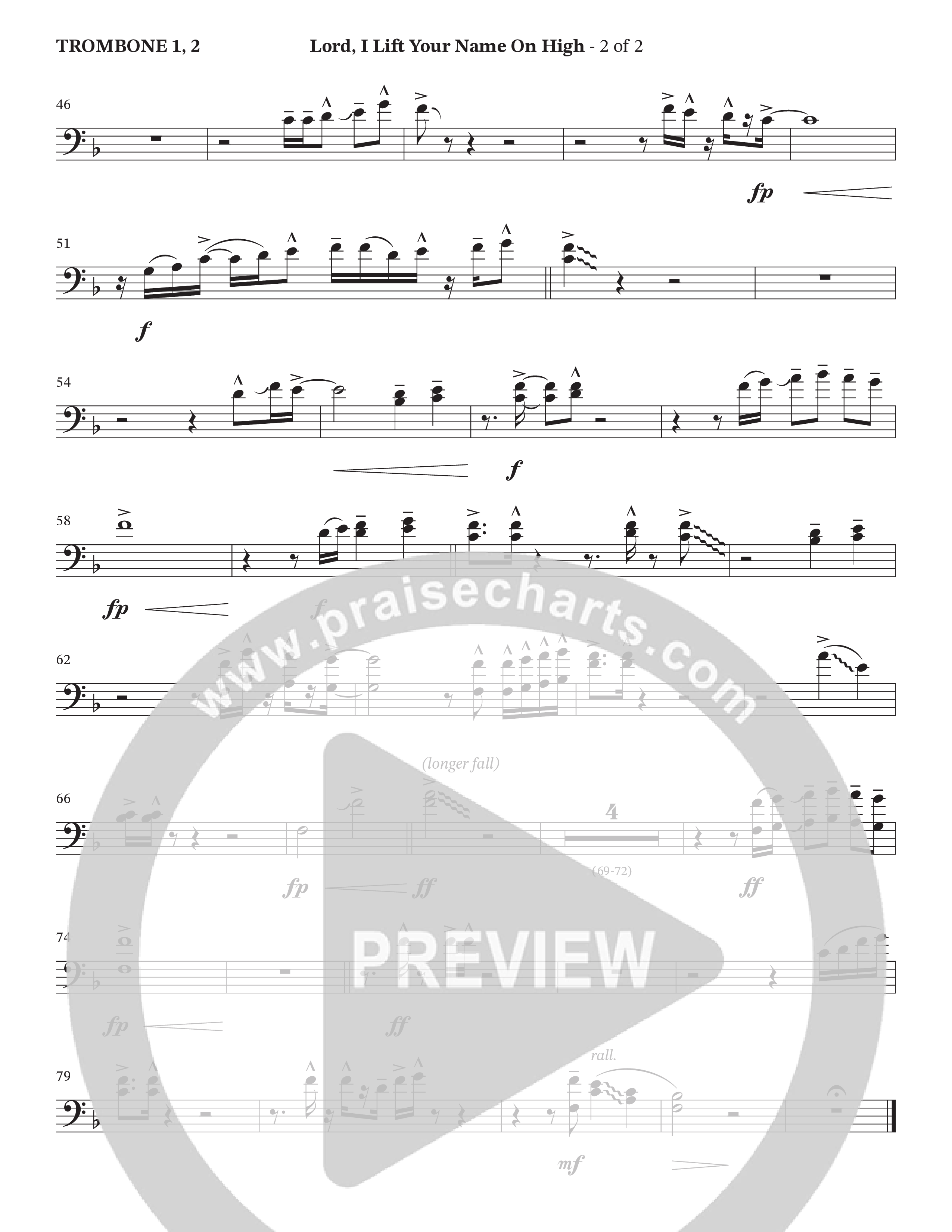 Lord I Lift Your Name On High (Live) (Choral Anthem SATB) Trombone 1/2 (StowTown Worship / TaRanda Greene)