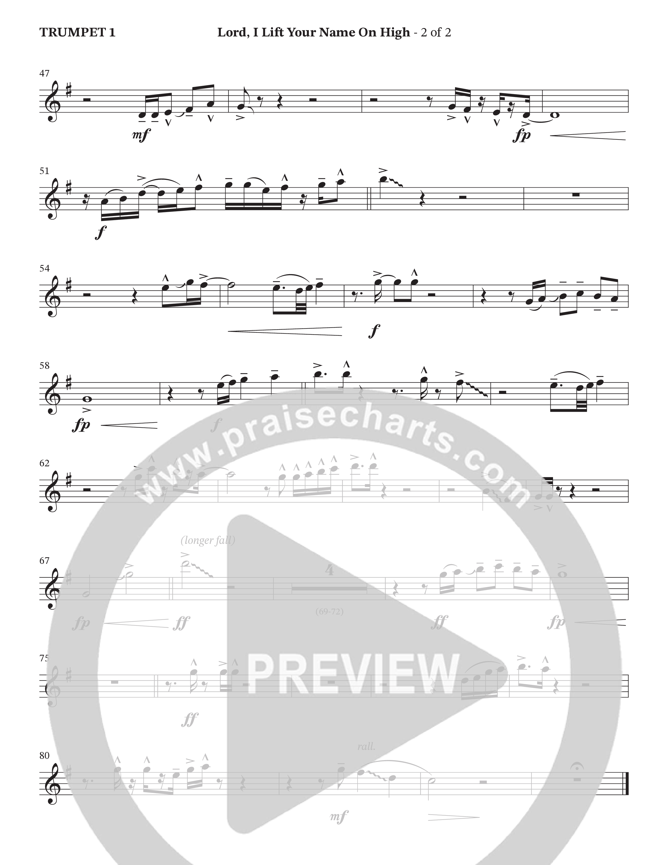 Lord I Lift Your Name On High (Live) (Choral Anthem SATB) Trumpet 1 (StowTown Worship / TaRanda Greene)