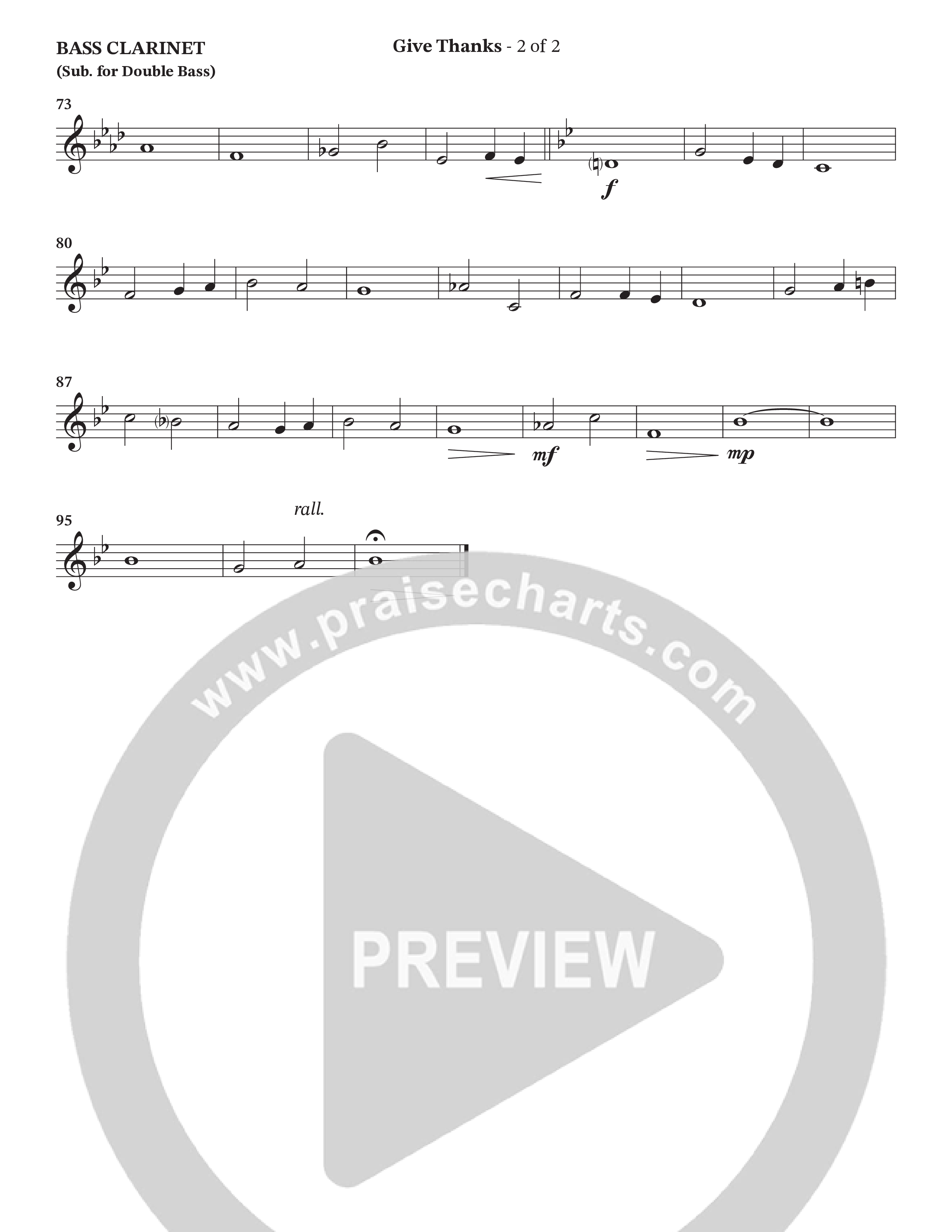 Give Thanks (Choral Anthem SATB) Bass Clarinet (StowTown Worship / Alvin Slaughter)