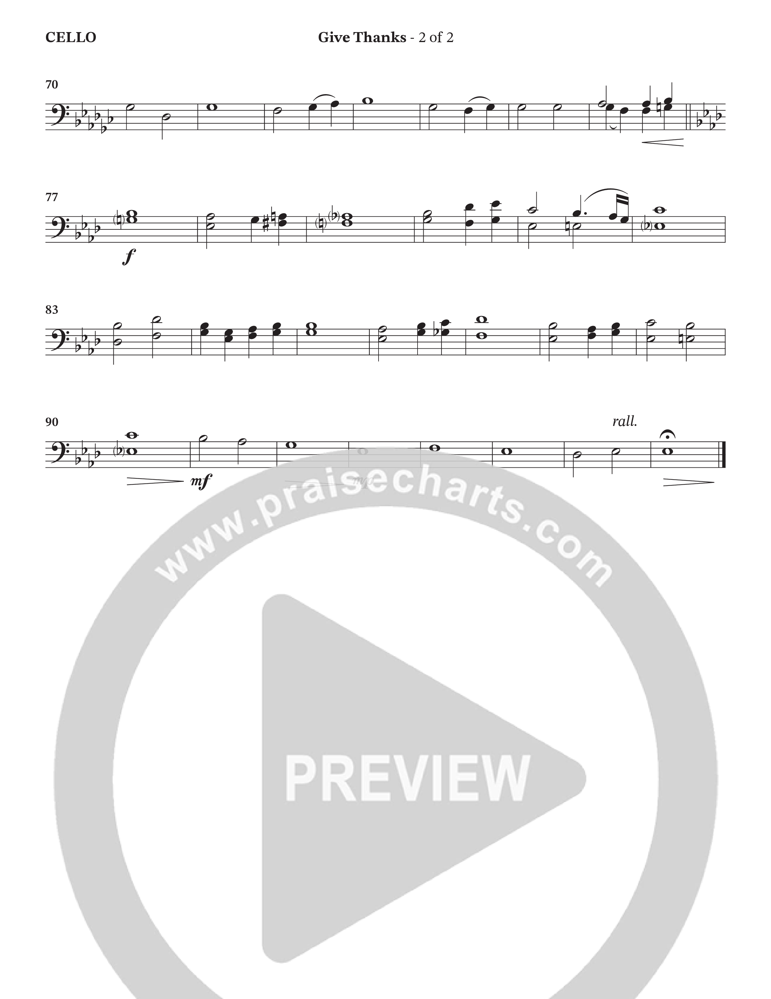 Give Thanks (Choral Anthem SATB) Cello (StowTown Worship / Alvin Slaughter)