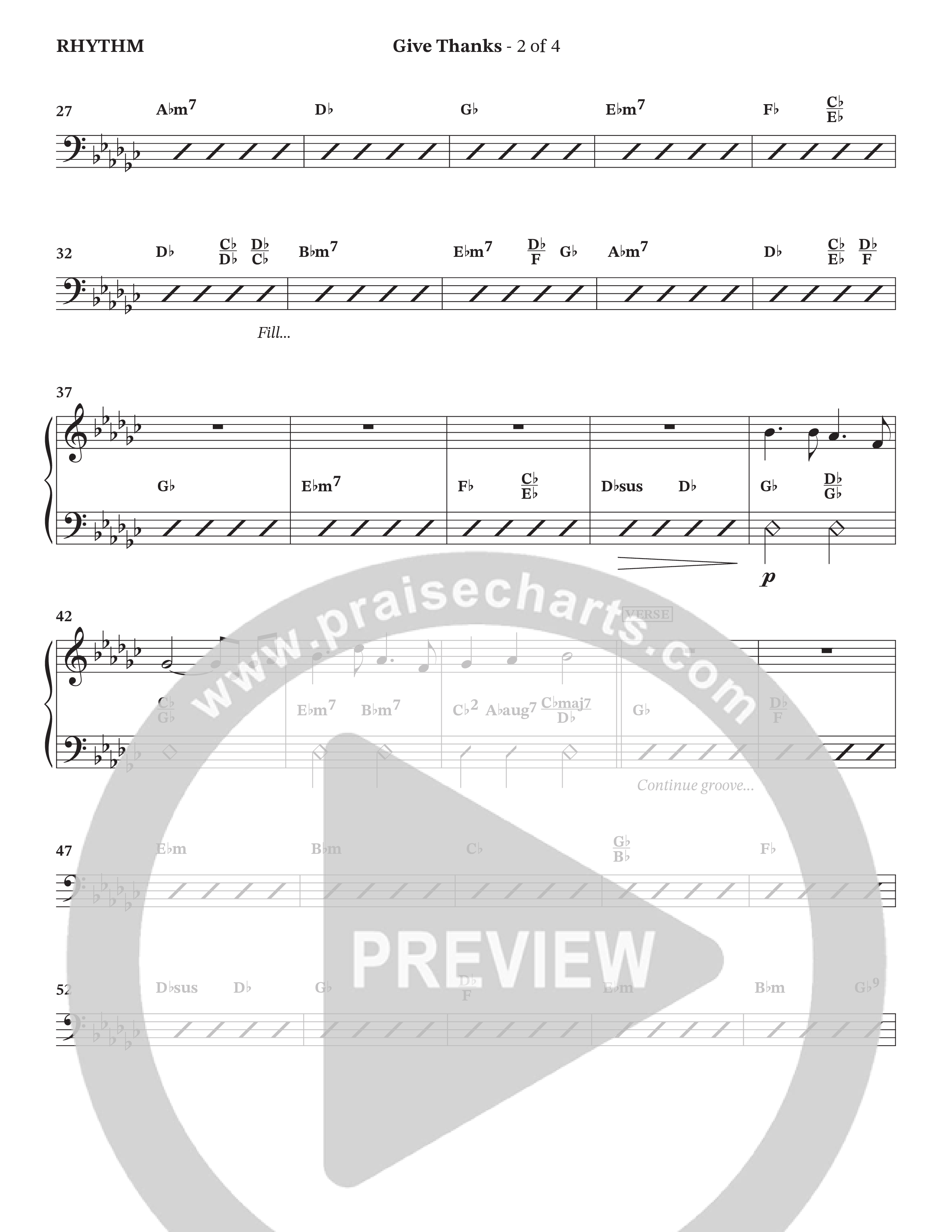Give Thanks (Choral Anthem SATB) Rhythm Chart (StowTown Worship / Alvin Slaughter)