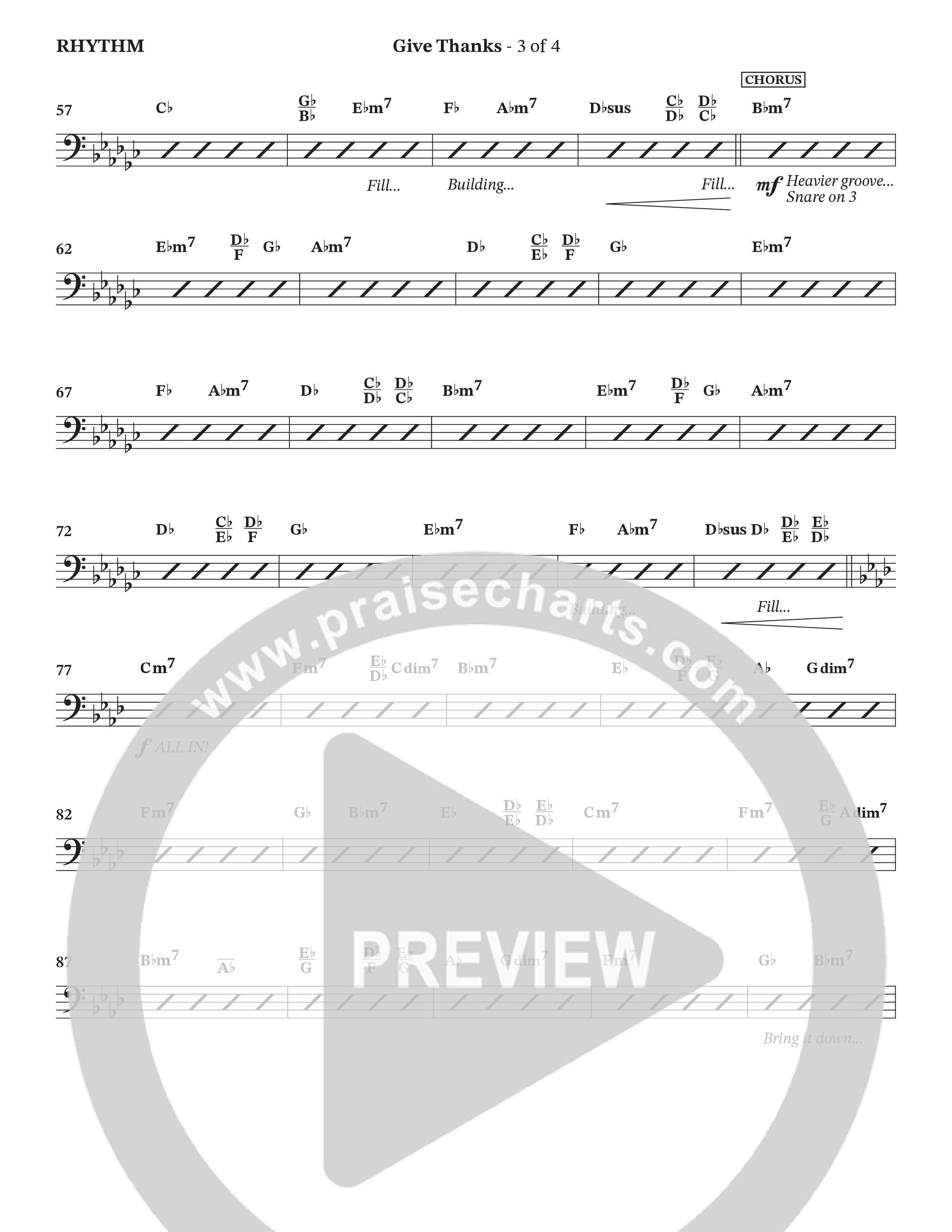 Give Thanks (Choral Anthem SATB) Rhythm Chart (StowTown Worship / Alvin Slaughter)