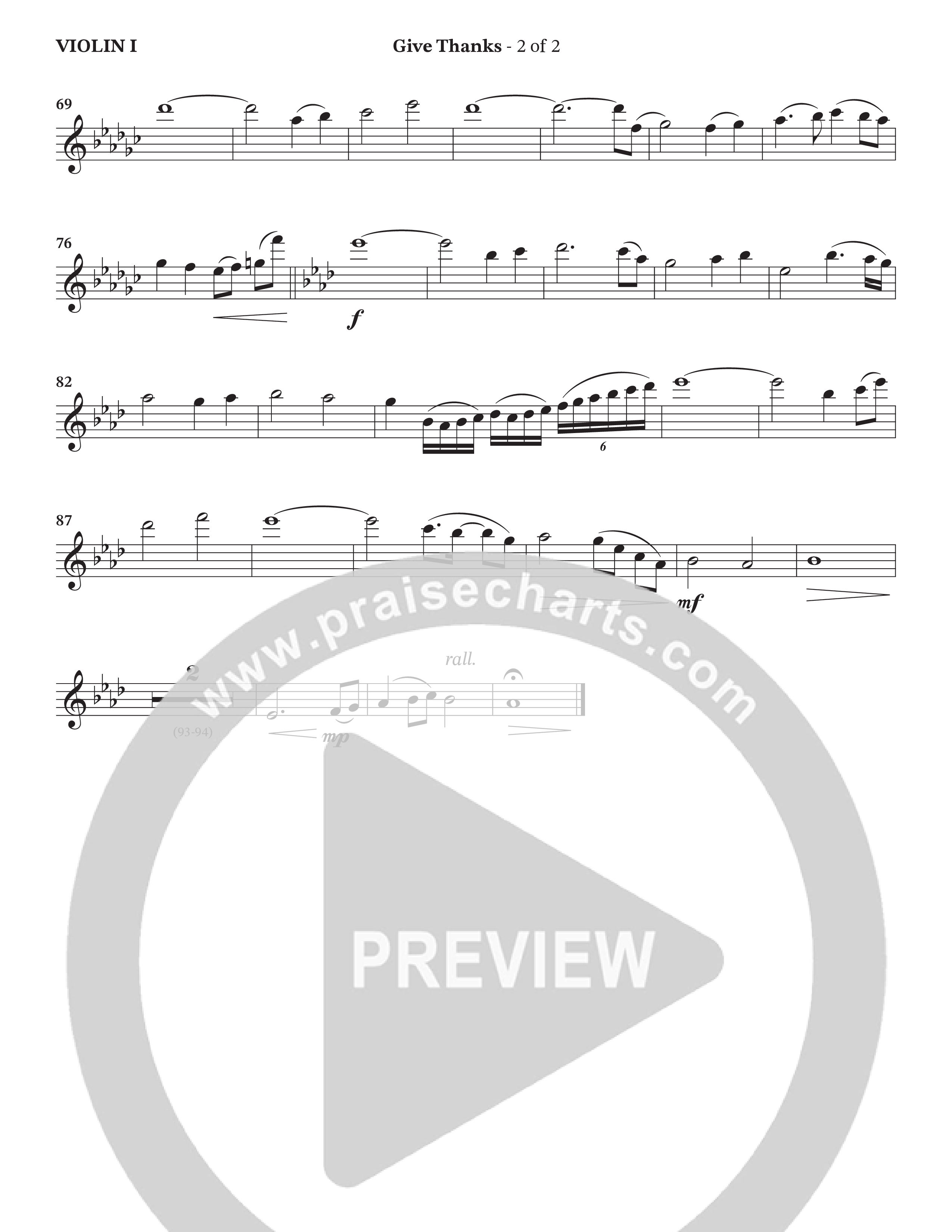 Give Thanks (Choral Anthem SATB) Violin 1 (StowTown Worship / Alvin Slaughter)