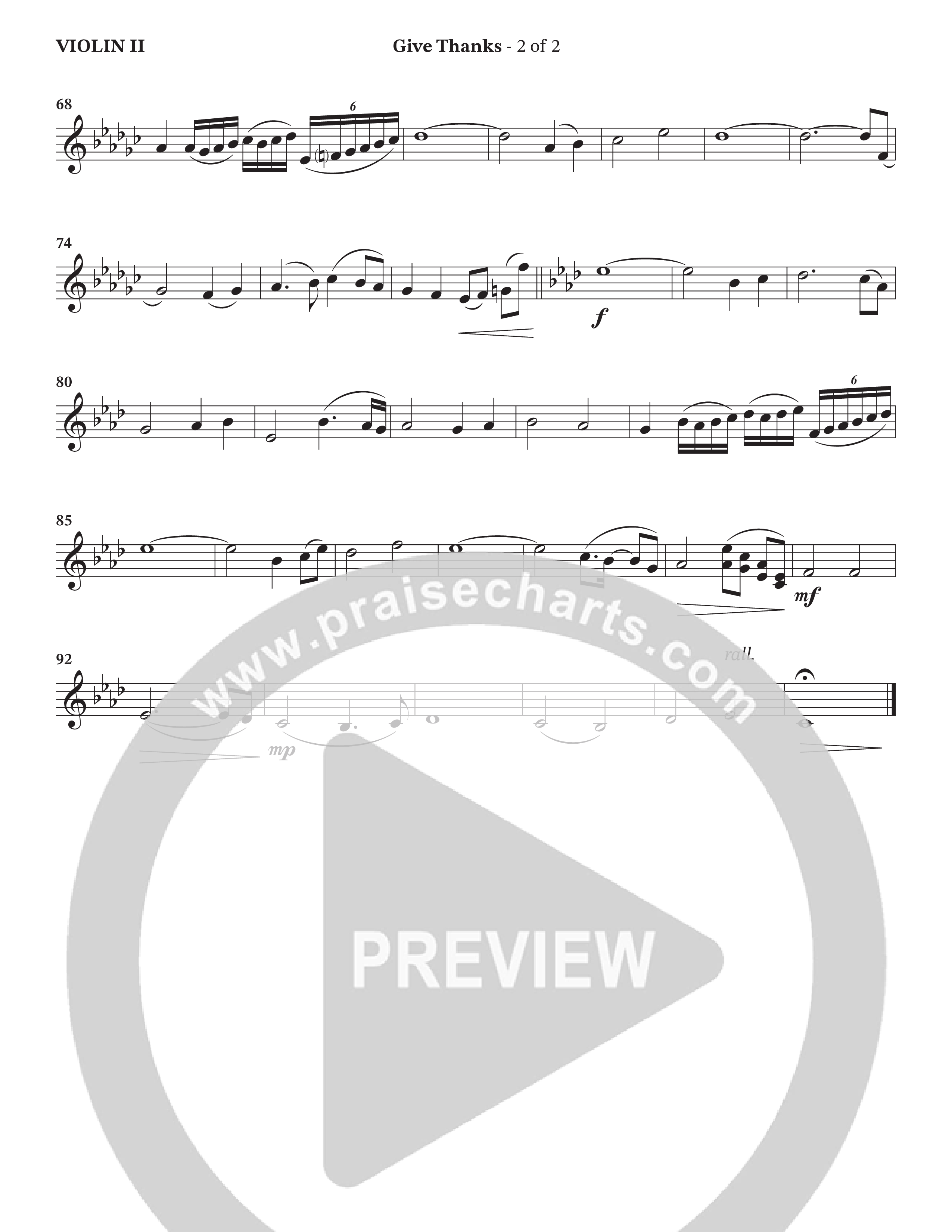 Give Thanks (Choral Anthem SATB) Violin 2 (StowTown Worship / Alvin Slaughter)