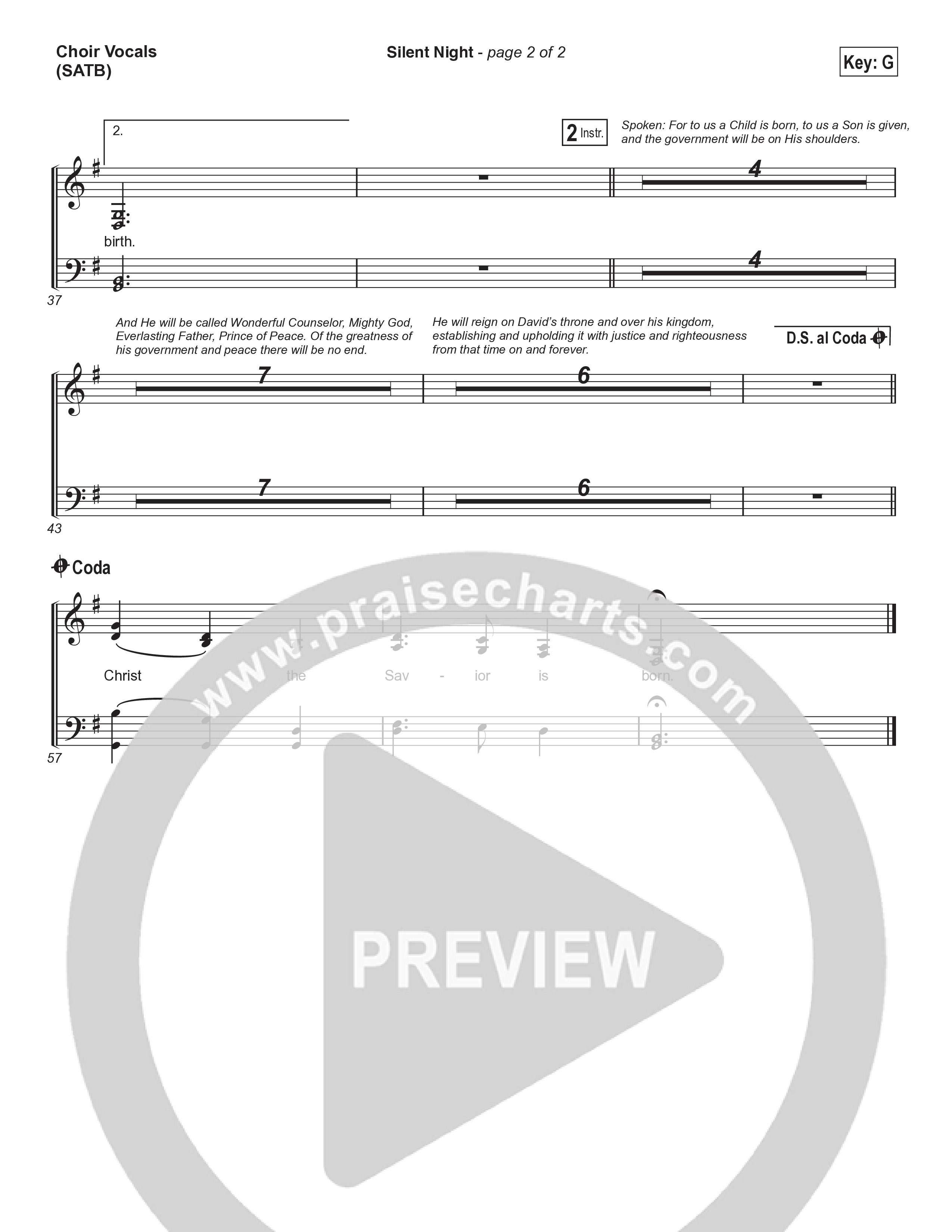 Silent Night (Choral Anthem SATB) Choir Sheet (SATB) (Chris Tomlin / Kristyn Getty / Arr. Luke Gambill)