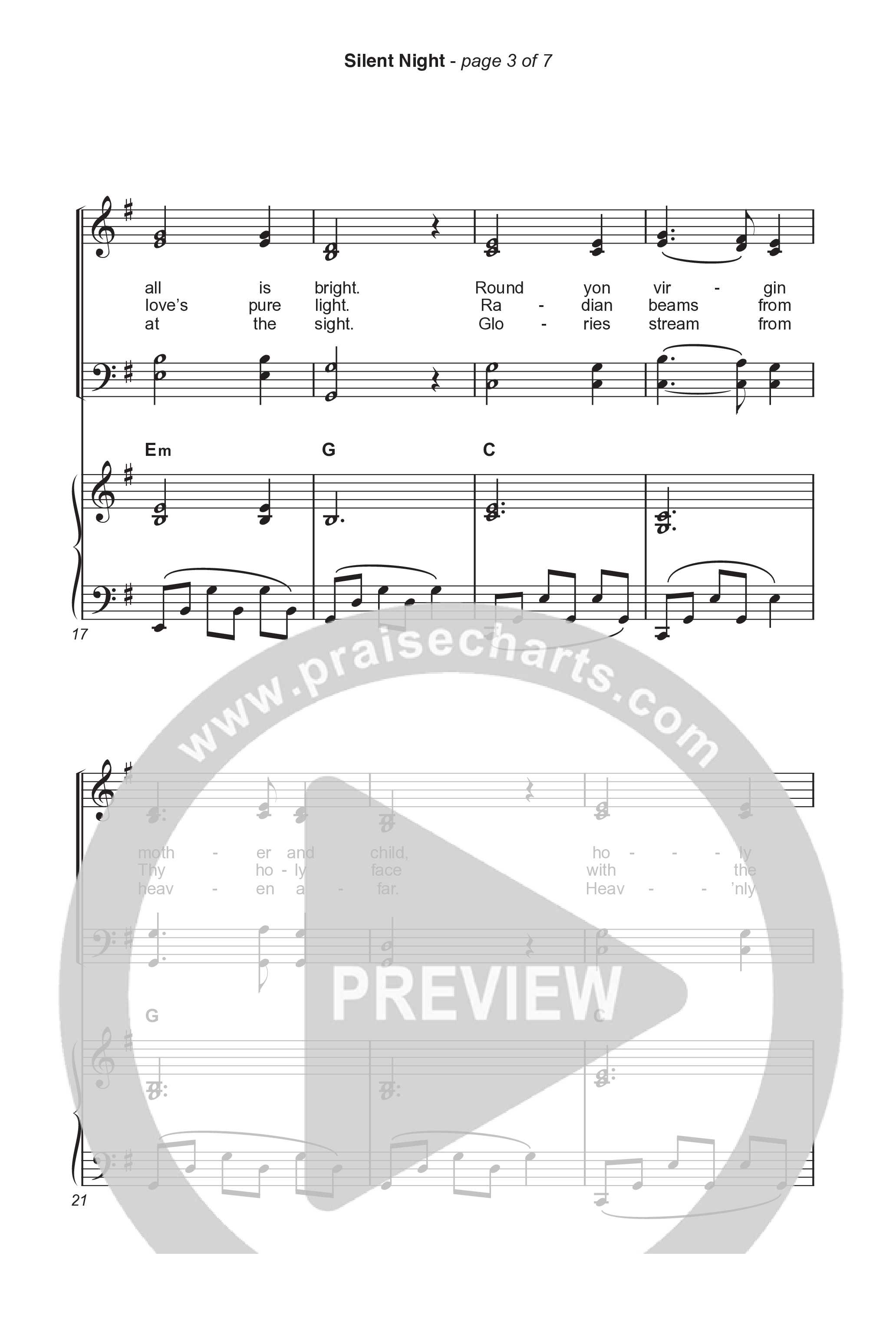 Silent Night (Choral Anthem SATB) Octavo (SATB & Pno) (Chris Tomlin / Kristyn Getty / Arr. Luke Gambill)