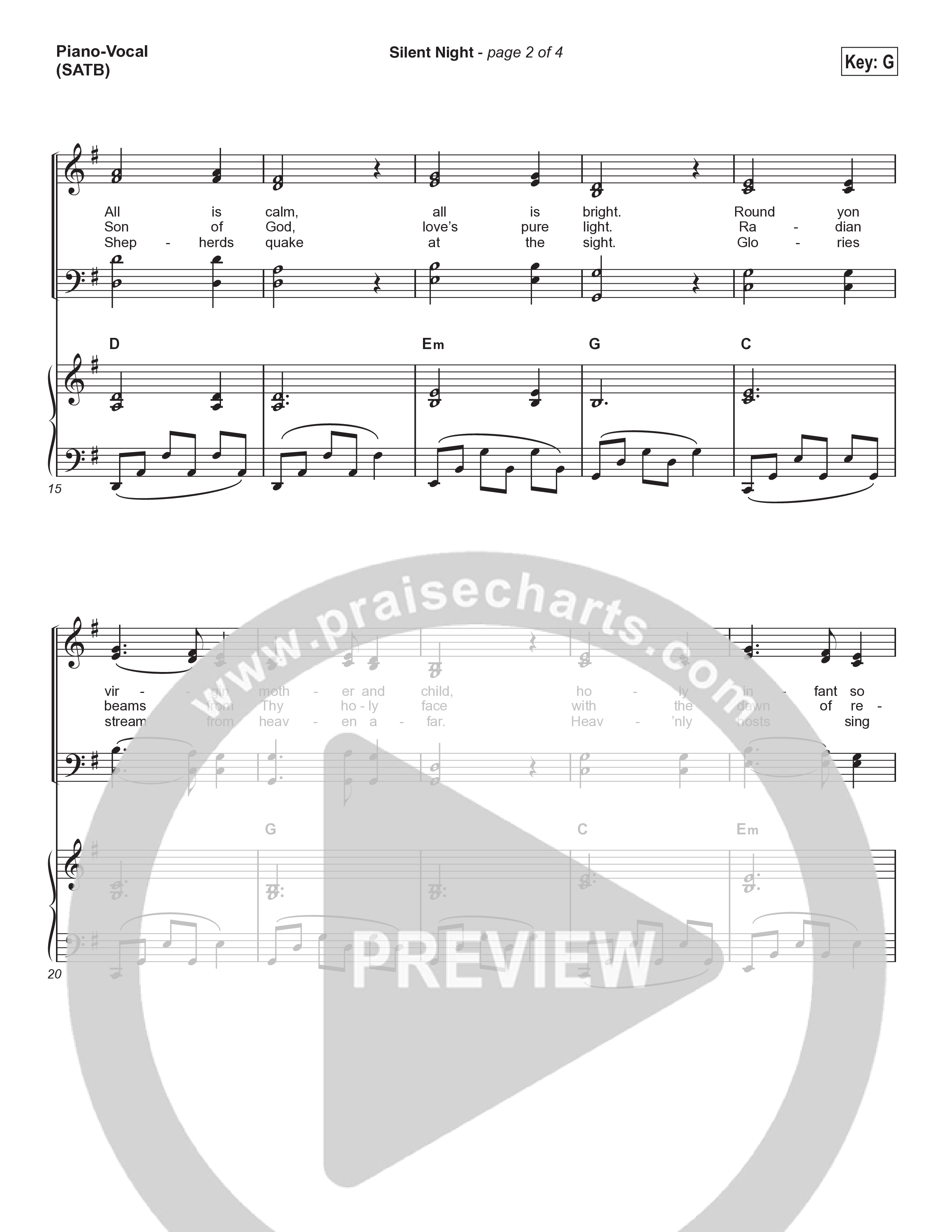 Silent Night (Choral Anthem SATB) Piano/Vocal (SATB) (Chris Tomlin / Kristyn Getty / Arr. Luke Gambill)
