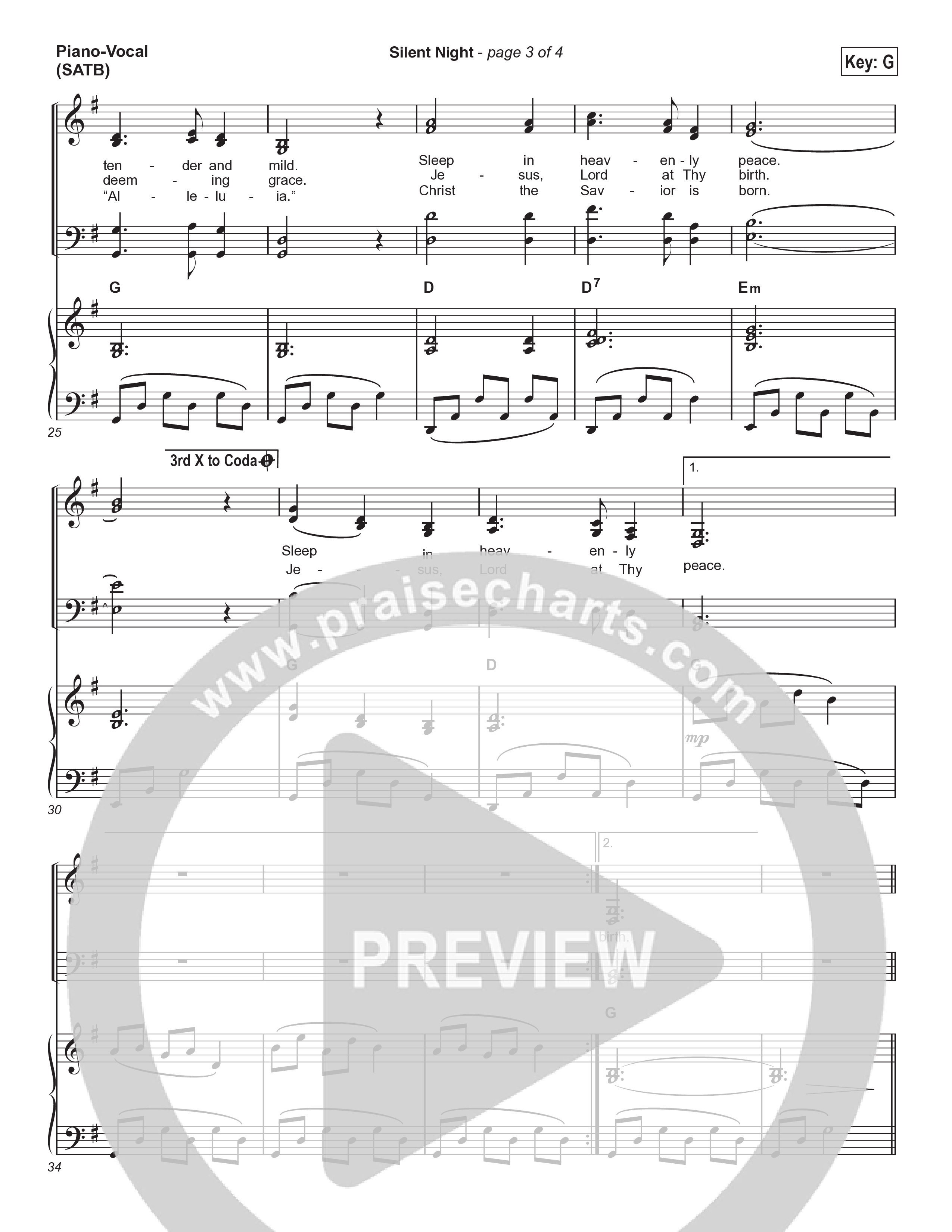 Silent Night (Choral Anthem SATB) Piano/Vocal (SATB) (Chris Tomlin / Kristyn Getty / Arr. Luke Gambill)