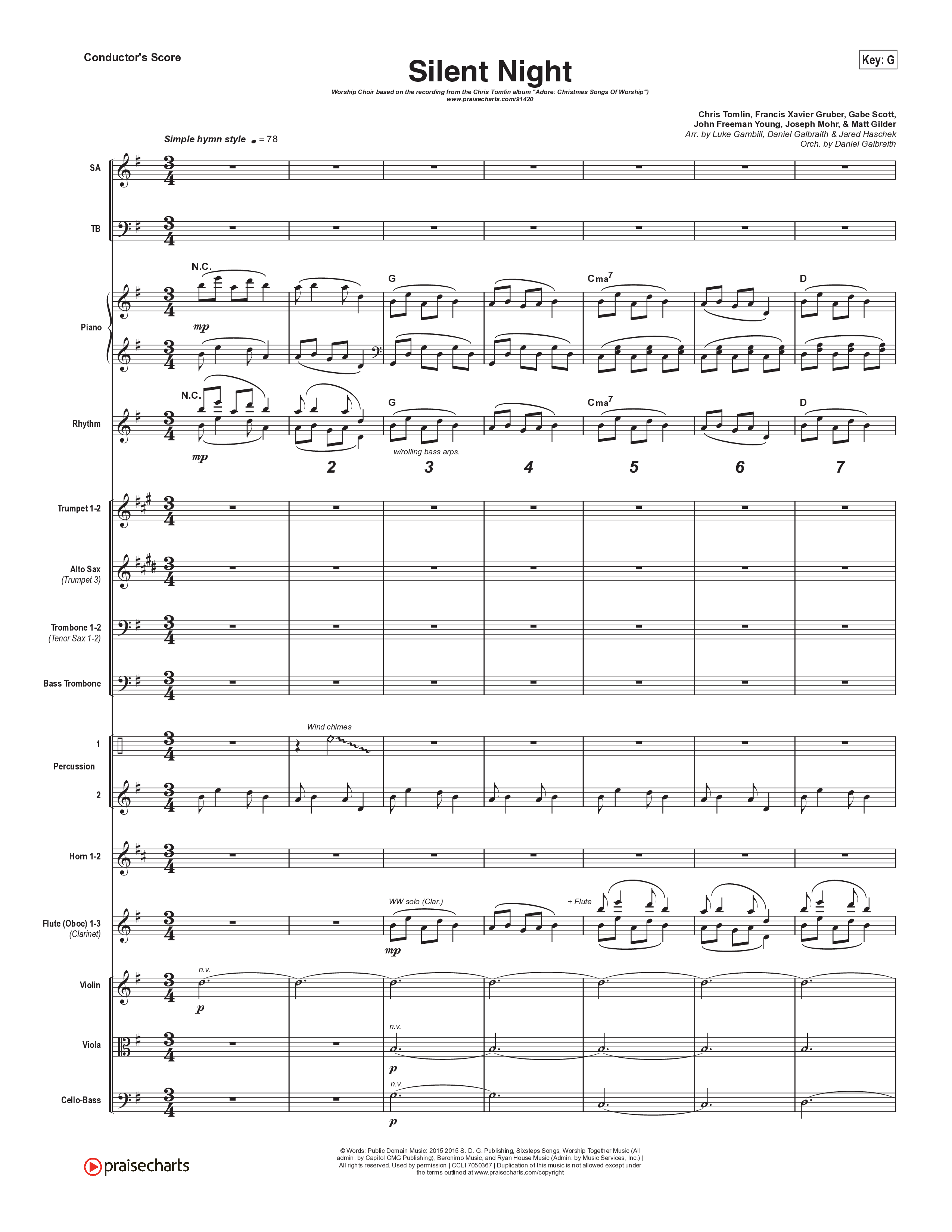 Silent Night (Worship Choir/SAB) Orchestration (No Vocals) (Chris Tomlin / Kristyn Getty / Arr. Luke Gambill)