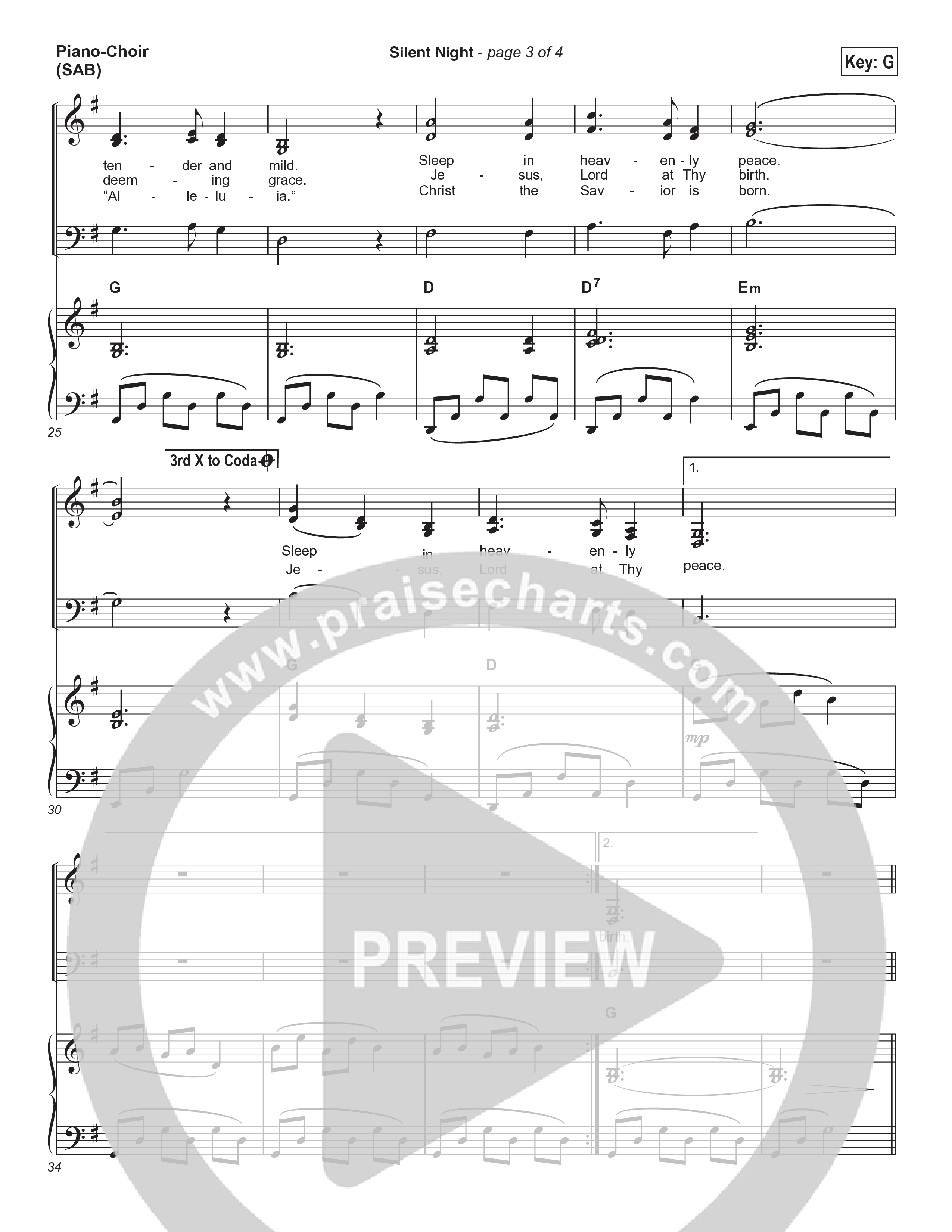 Silent Night (Worship Choir/SAB) Piano/Choir (SAB) (Chris Tomlin / Kristyn Getty / Arr. Luke Gambill)
