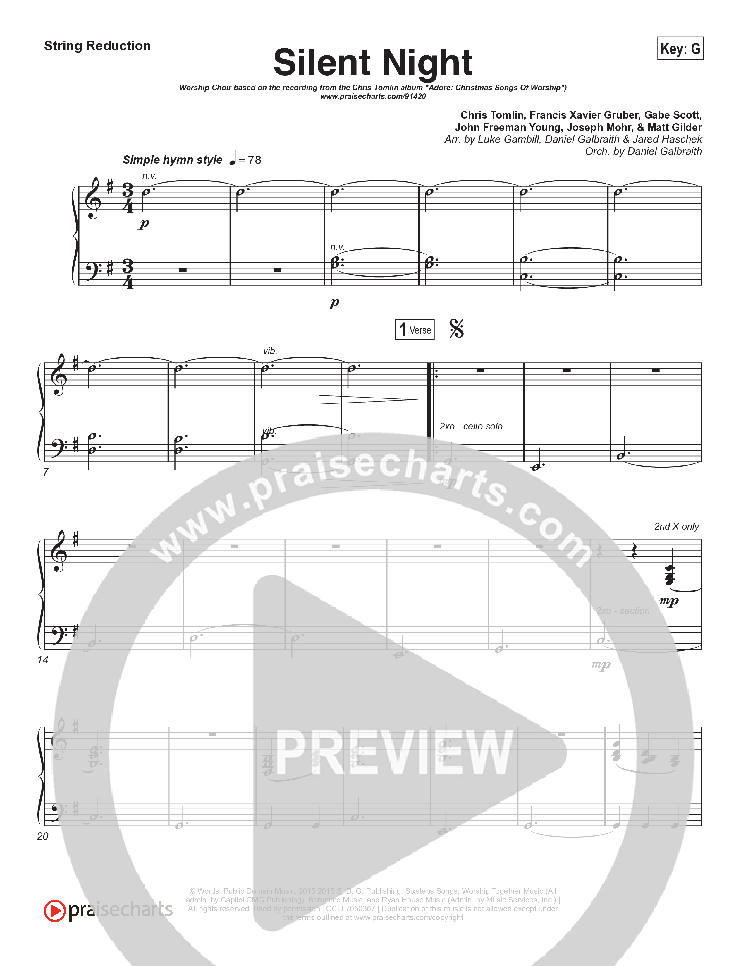Silent Night (Worship Choir/SAB) String Reduction (Chris Tomlin / Kristyn Getty / Arr. Luke Gambill)