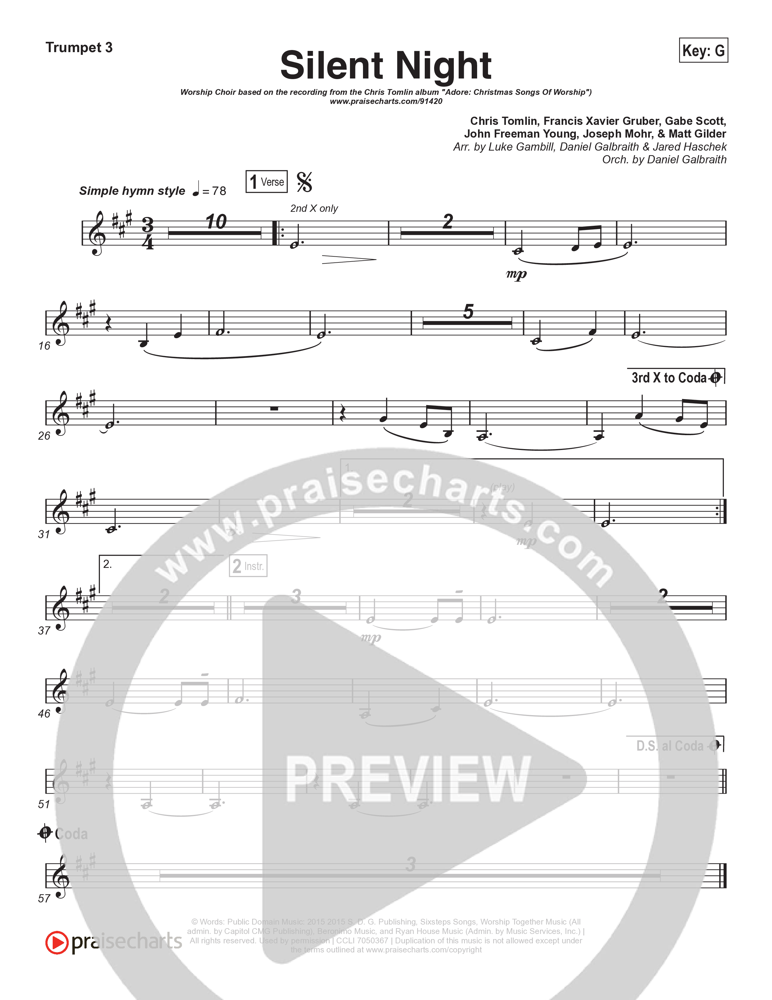 Silent Night (Worship Choir/SAB) Brass Pack (Chris Tomlin / Kristyn Getty / Arr. Luke Gambill)