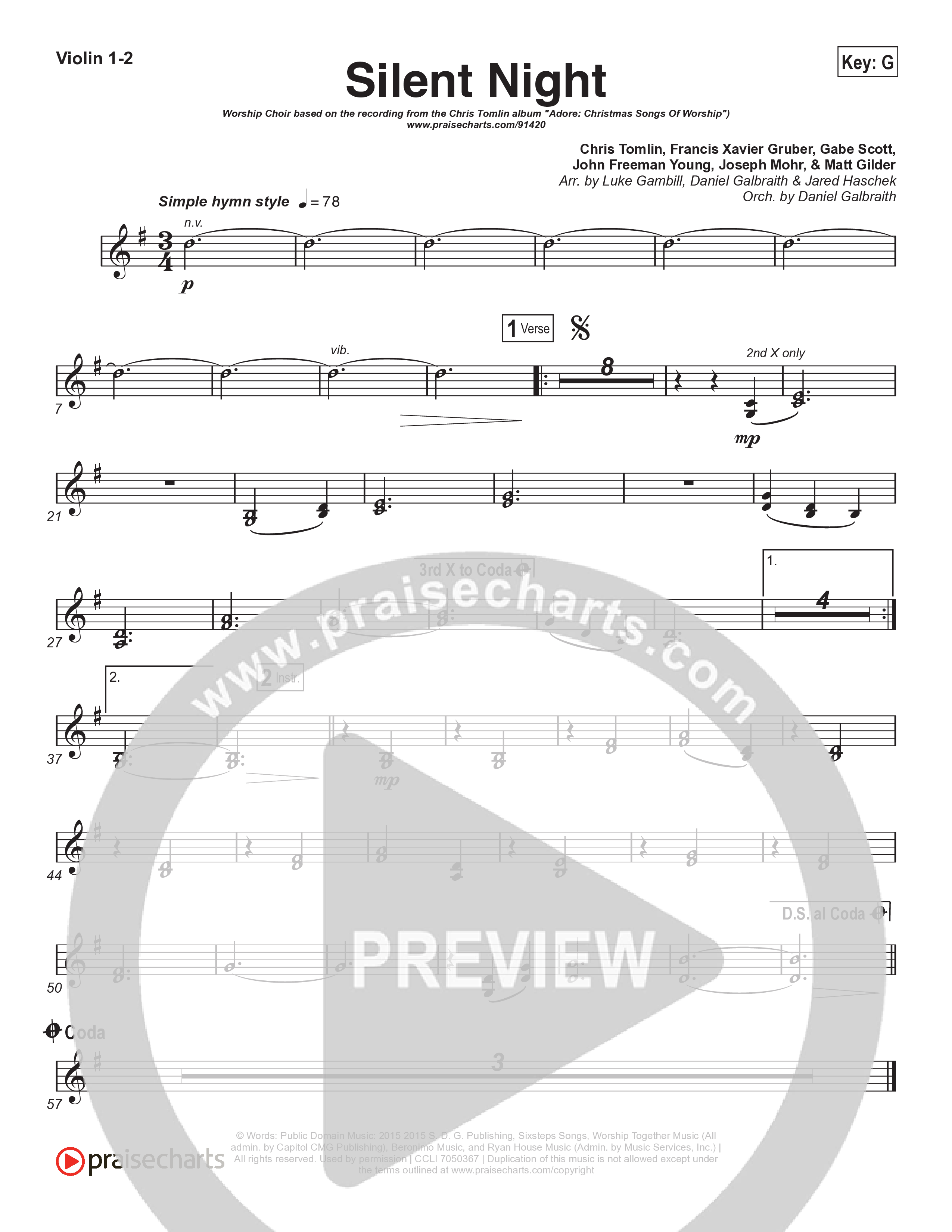Silent Night (Worship Choir/SAB) String Pack (Chris Tomlin / Kristyn Getty / Arr. Luke Gambill)