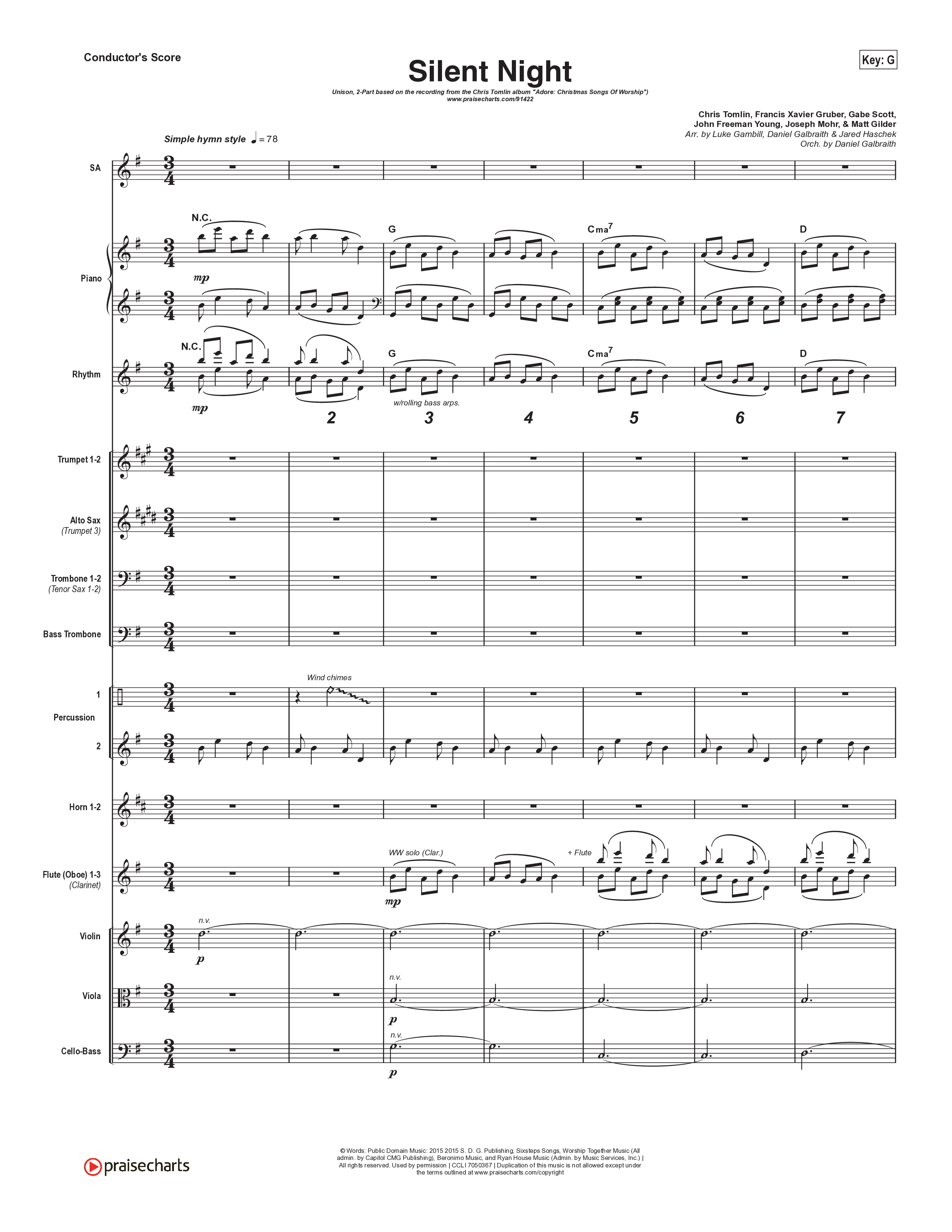 Silent Night (Unison/2-Part) Orchestration (Chris Tomlin / Kristyn Getty / Arr. Luke Gambill)