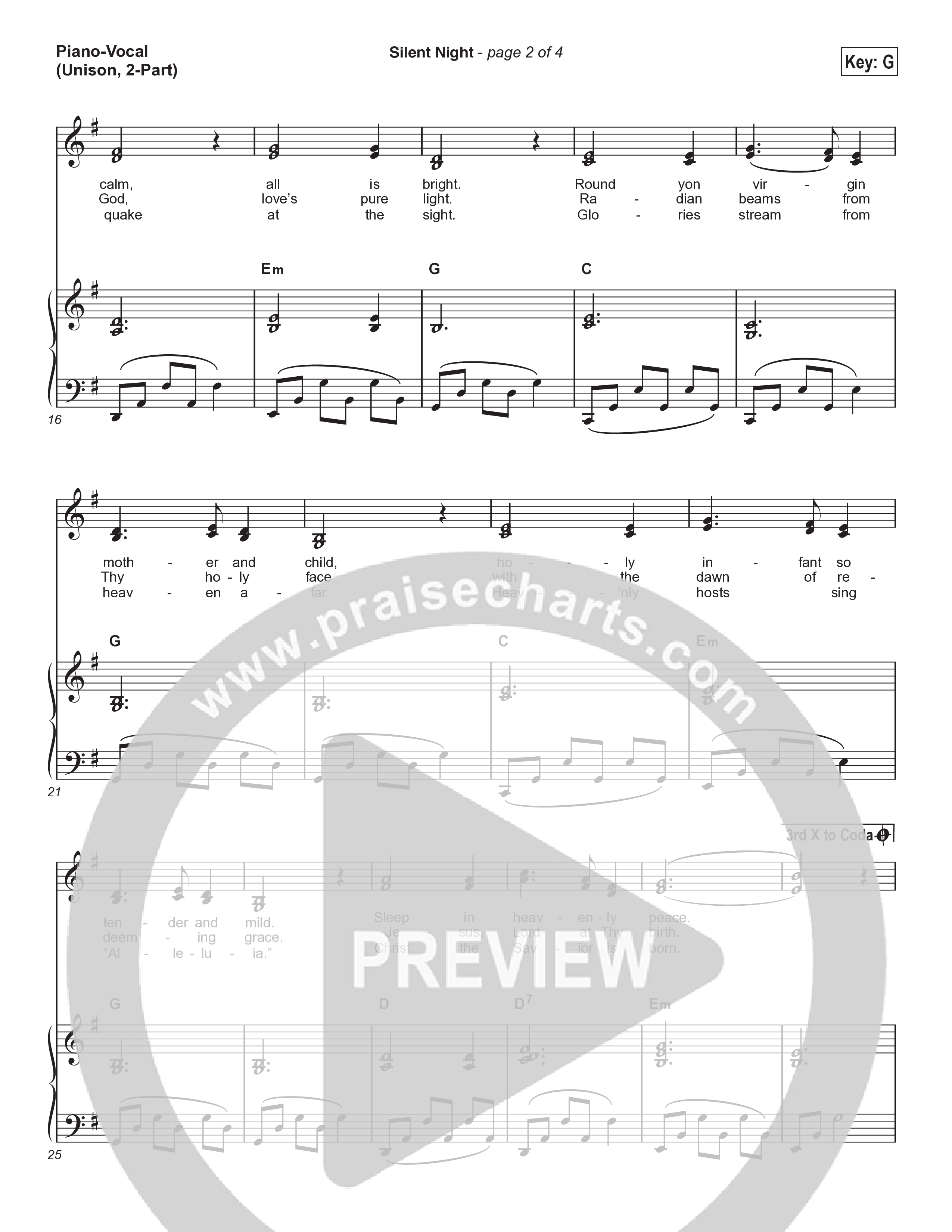 Silent Night (Unison/2-Part) Piano/Choir  (Uni/2-Part) (Chris Tomlin / Kristyn Getty / Arr. Luke Gambill)