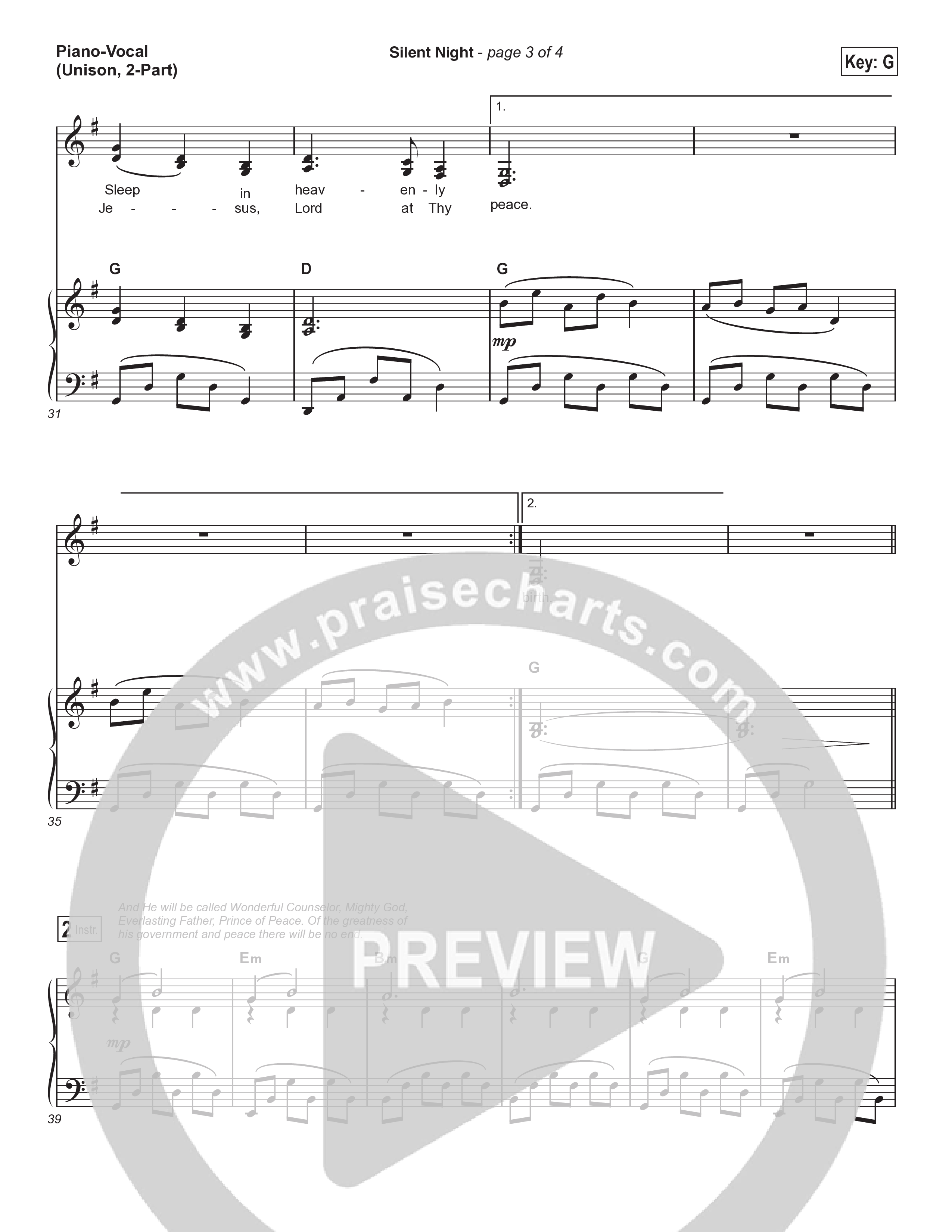 Silent Night (Unison/2-Part) Piano/Choir  (Uni/2-Part) (Chris Tomlin / Kristyn Getty / Arr. Luke Gambill)