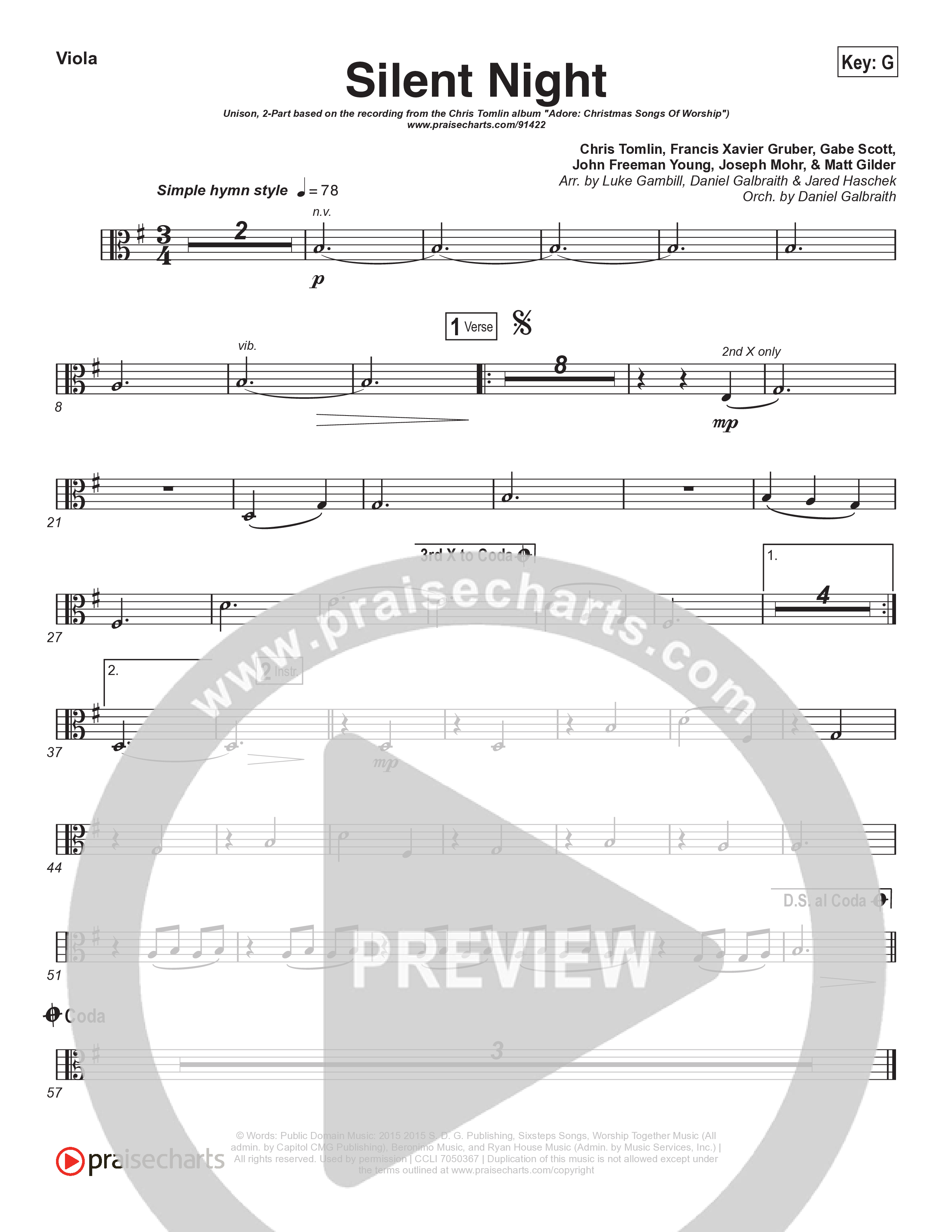Silent Night (Unison/2-Part) String Pack (Chris Tomlin / Kristyn Getty / Arr. Luke Gambill)