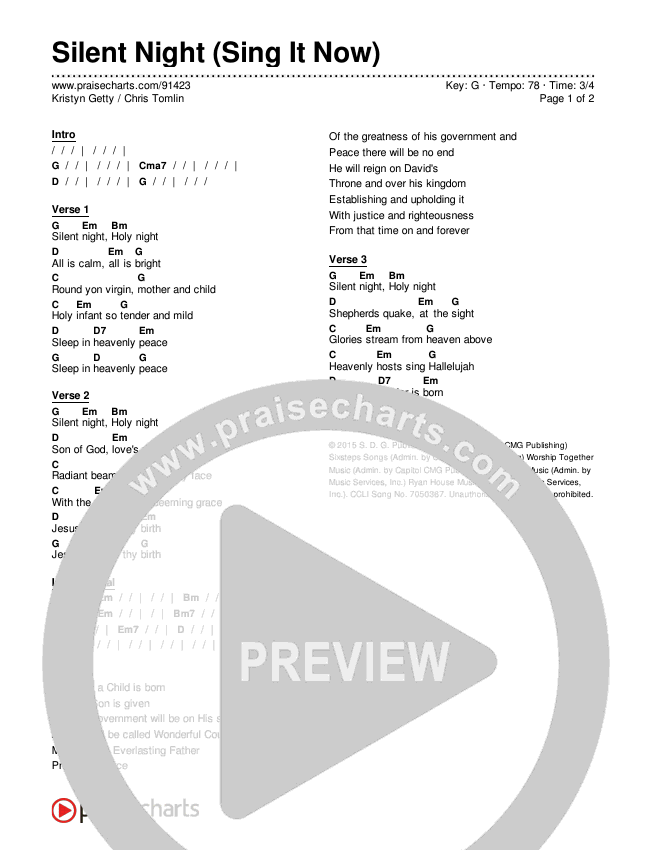 Silent Night (Sing It Now) Chords & Lyrics (Chris Tomlin / Kristyn Getty / Arr. Luke Gambill)