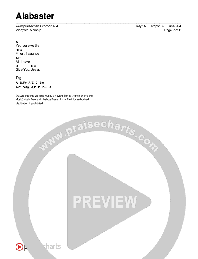 Alabaster Chord Chart (Vineyard Worship)