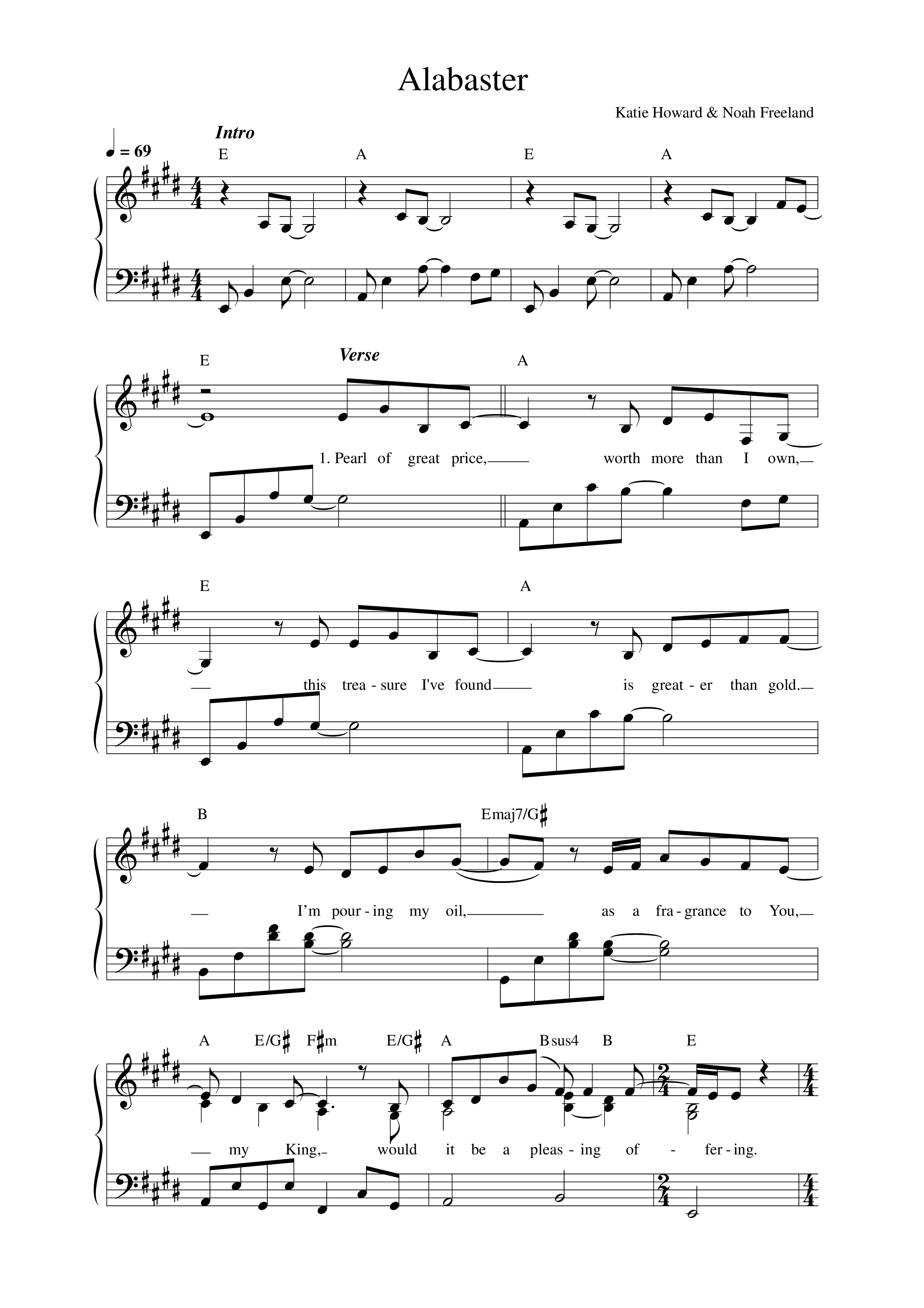 Alabaster Lead Sheet Melody (Vineyard Worship)