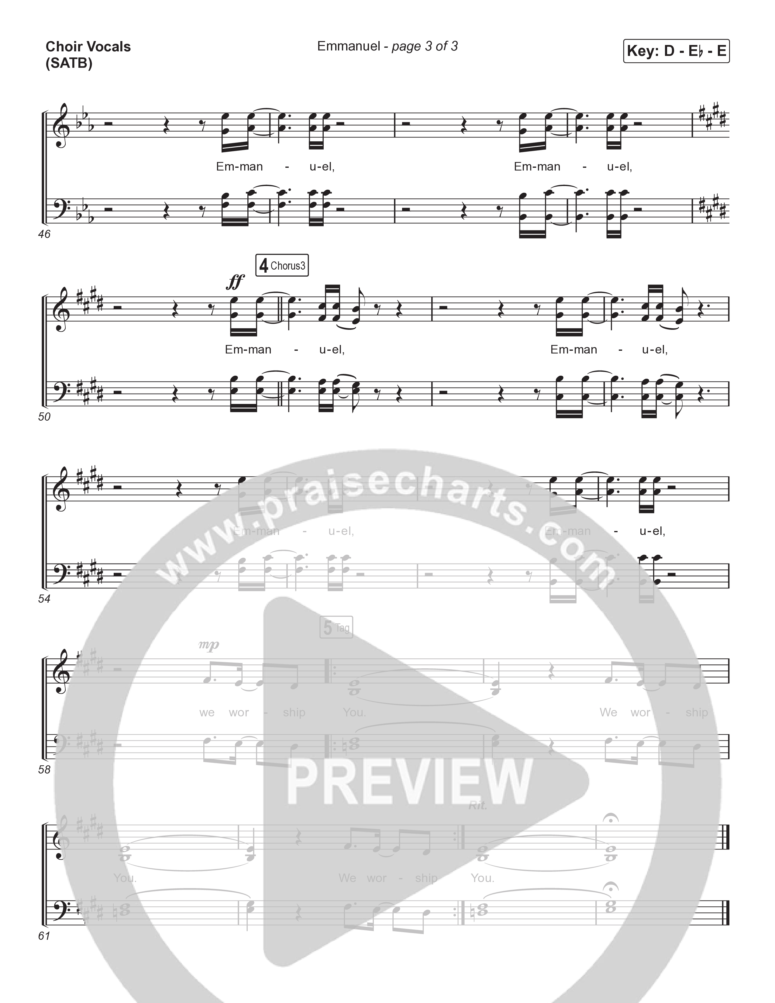 Emmanuel (Choral Anthem SATB) Choir Sheet (SATB) (Norman Hutchins / Arr. Luke Gambill)