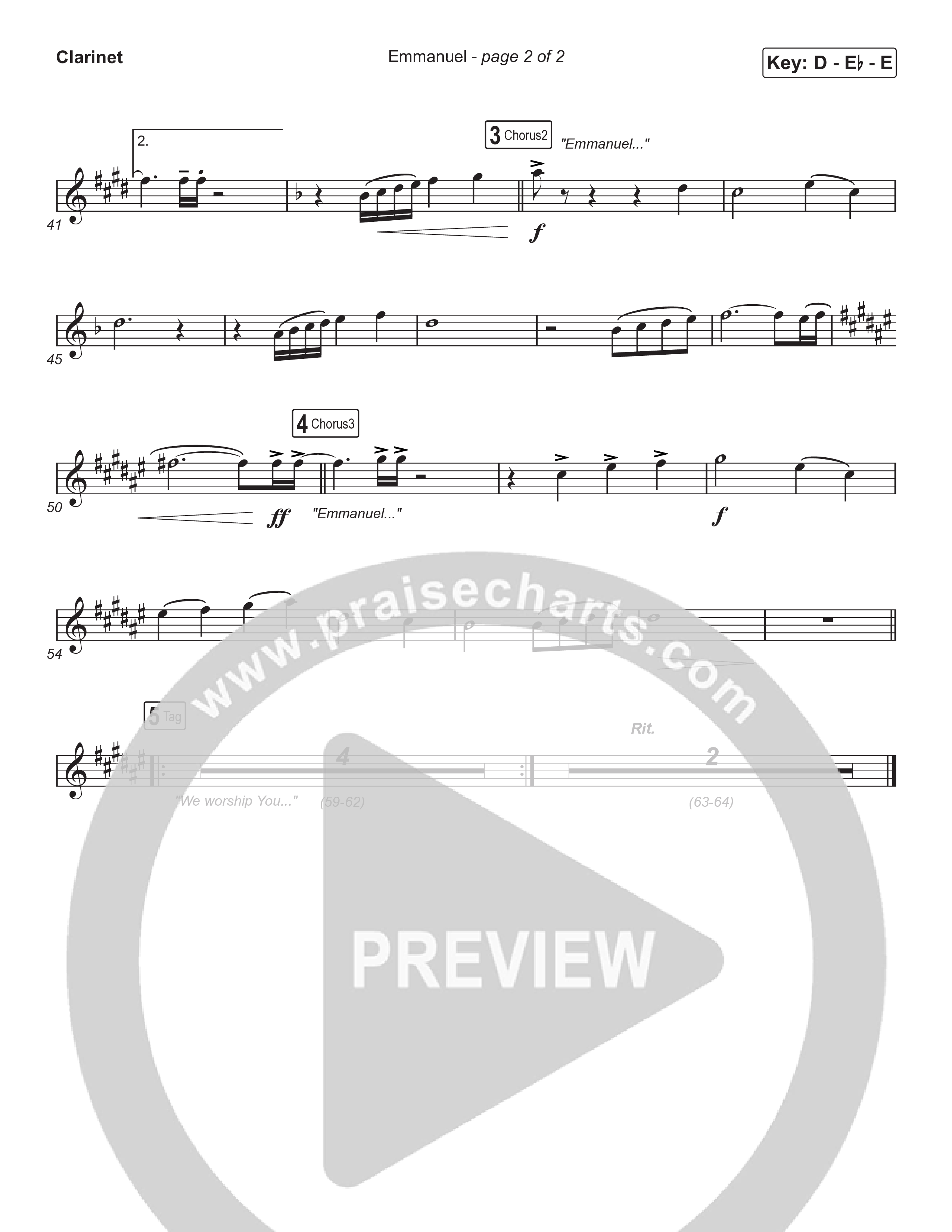 Emmanuel (Choral Anthem SATB) Clarinet 1,2 (Norman Hutchins / Arr. Luke Gambill)