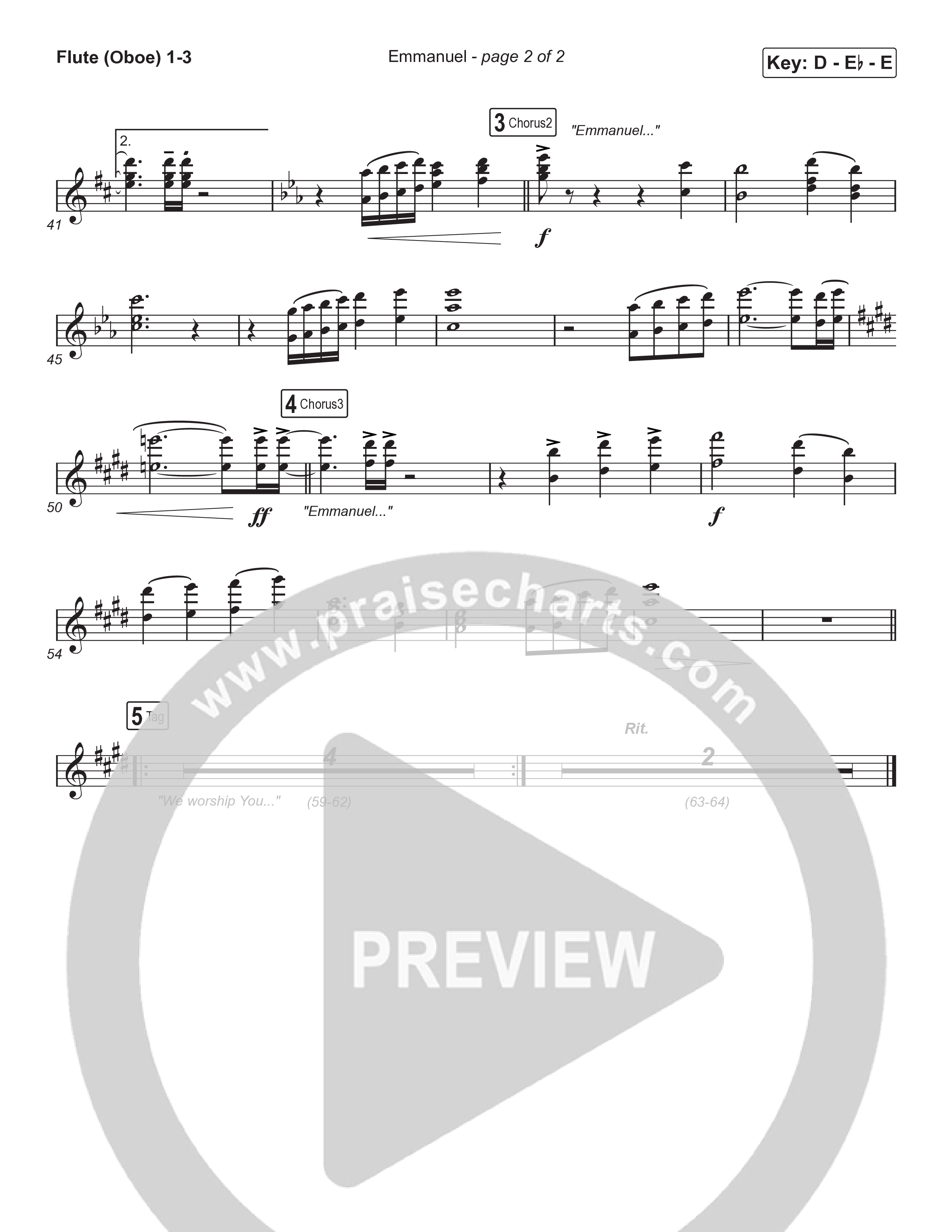 Emmanuel (Choral Anthem SATB) Flute/Oboe 1/2/3 (Norman Hutchins / Arr. Luke Gambill)