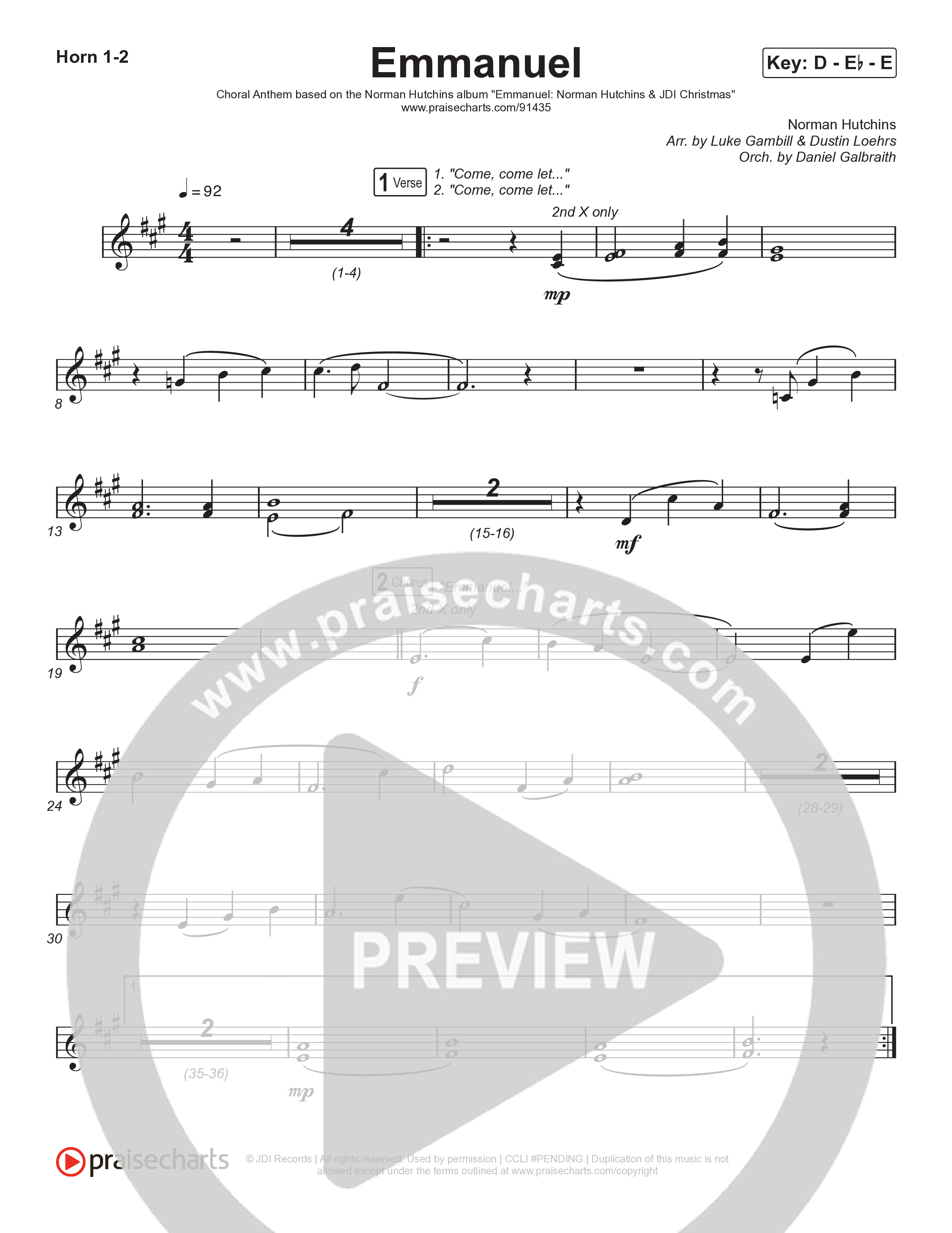 Emmanuel (Choral Anthem SATB) Brass Pack (Norman Hutchins / Arr. Luke Gambill)