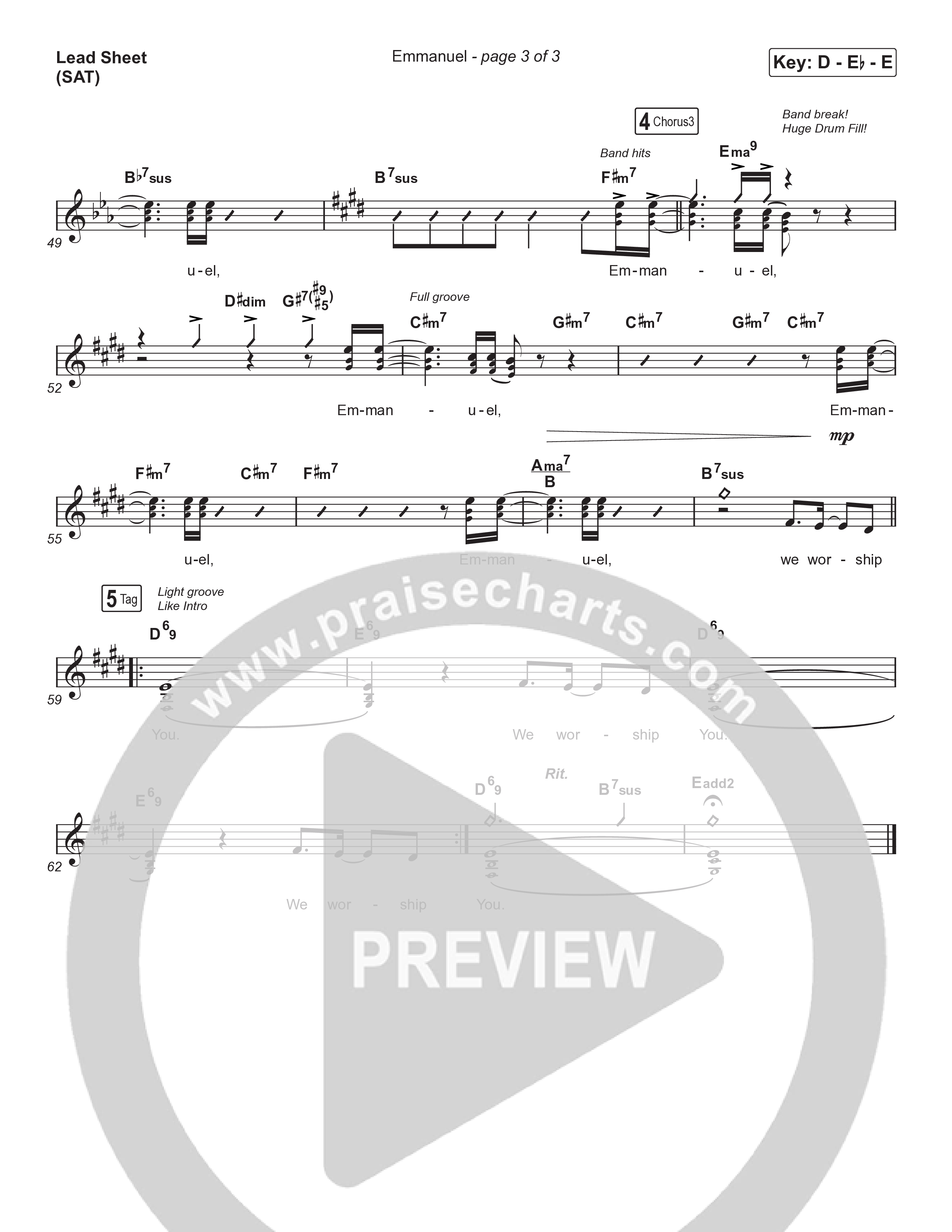 Emmanuel (Choral Anthem SATB) Lead Sheet (SAT) (Norman Hutchins / Arr. Luke Gambill)