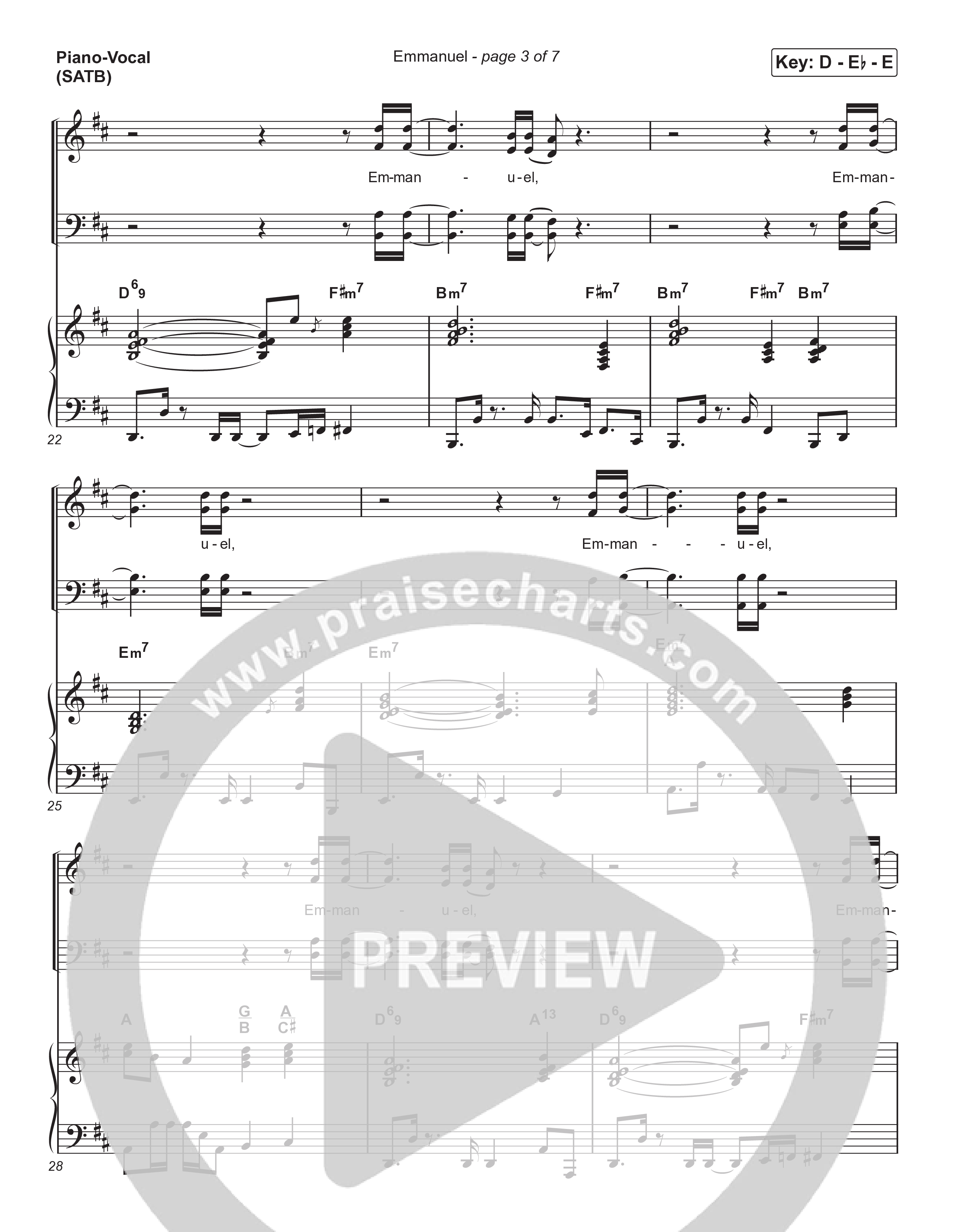 Emmanuel (Choral Anthem SATB) Piano/Vocal (SATB) (Norman Hutchins / Arr. Luke Gambill)