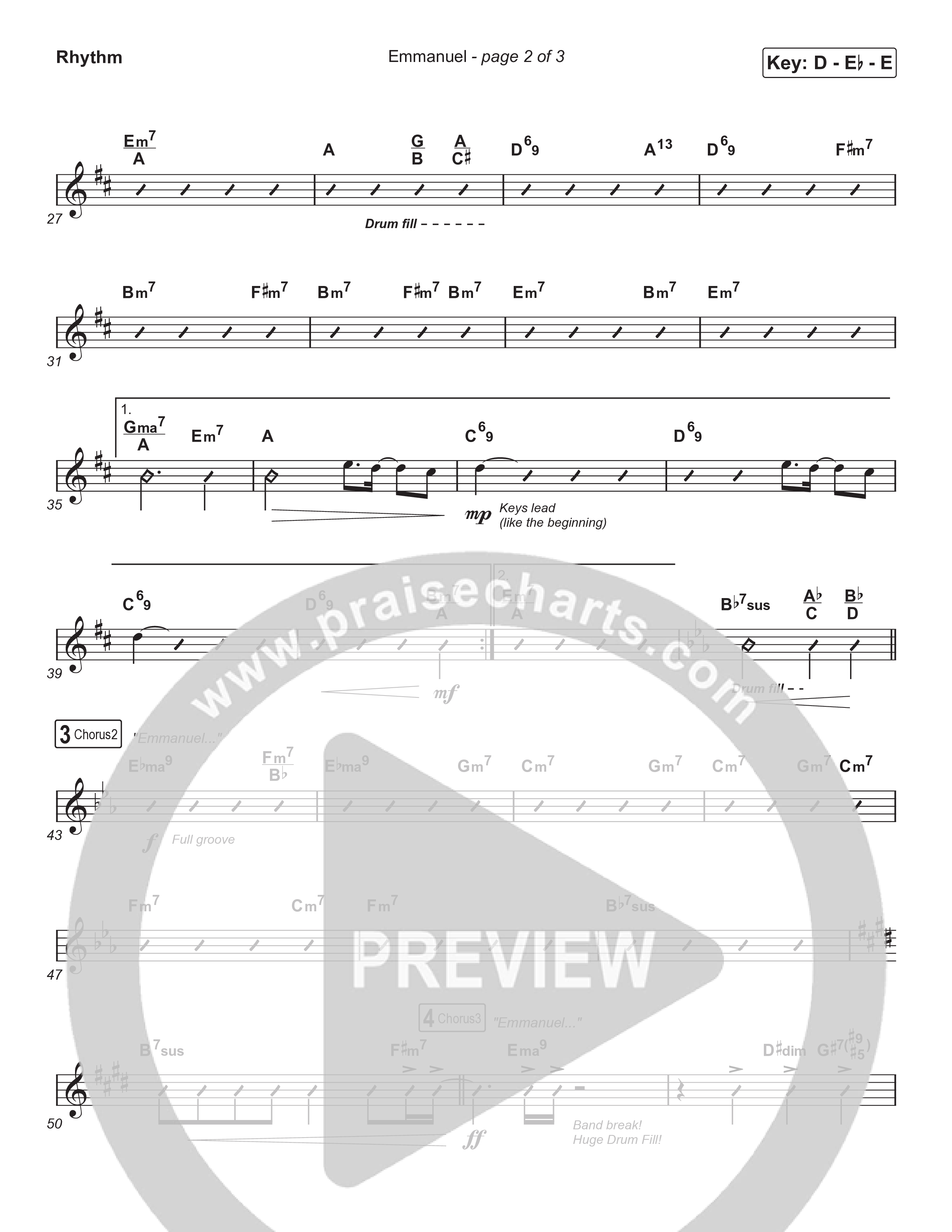 Emmanuel (Choral Anthem SATB) Rhythm Chart (Norman Hutchins / Arr. Luke Gambill)