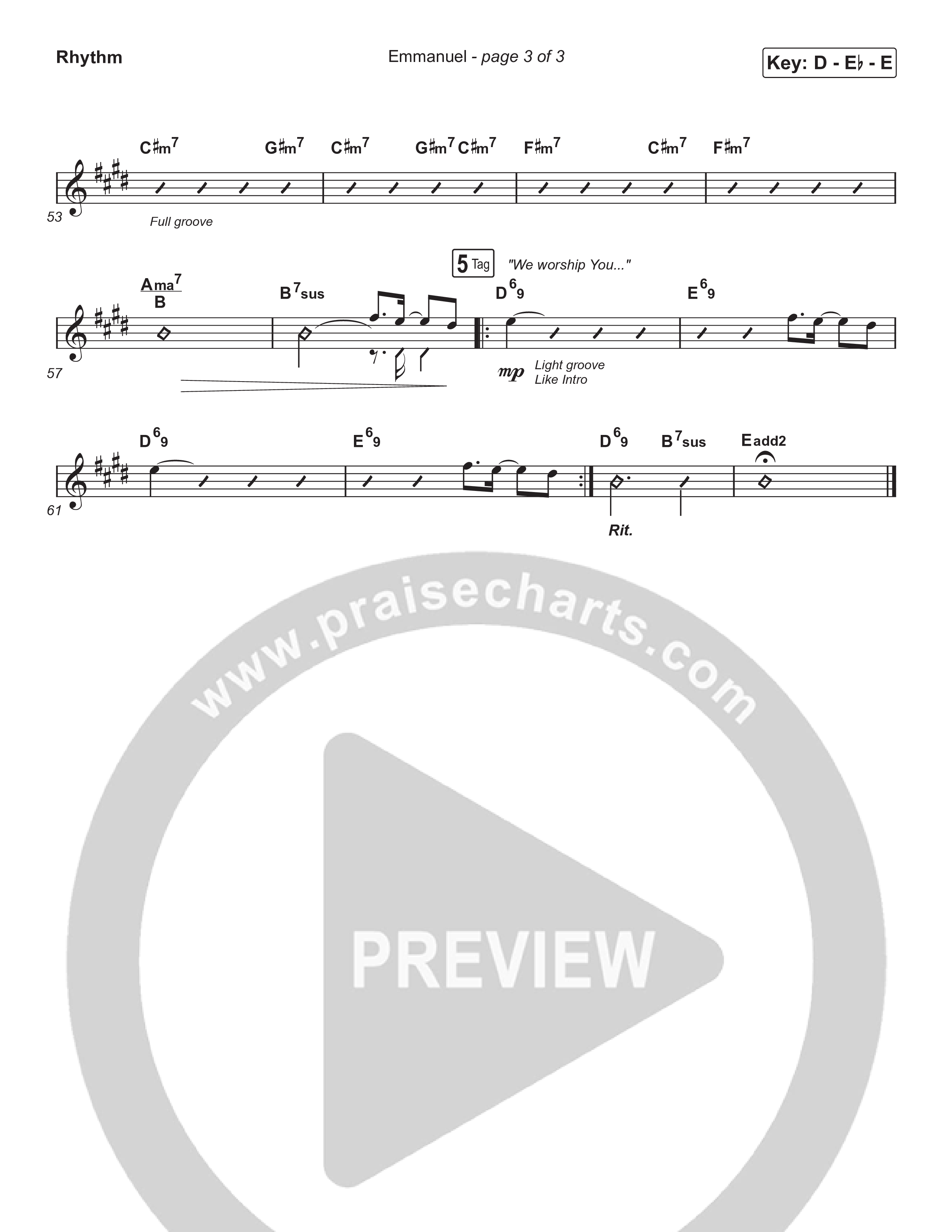 Emmanuel (Choral Anthem SATB) Rhythm Chart (Norman Hutchins / Arr. Luke Gambill)