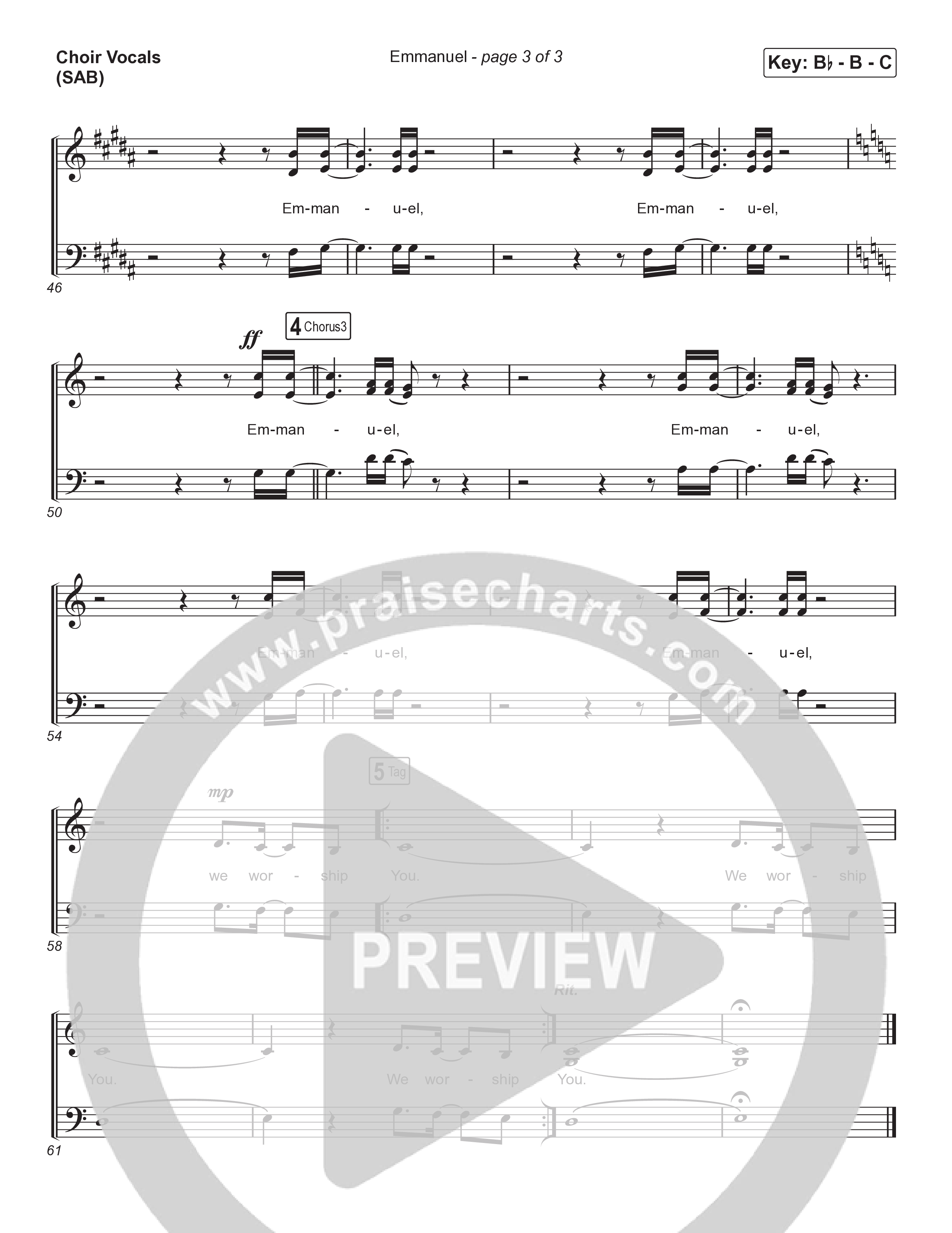 Emmanuel (Worship Choir/SAB) Choir Sheet (SAB) (Norman Hutchins / Arr. Luke Gambill)