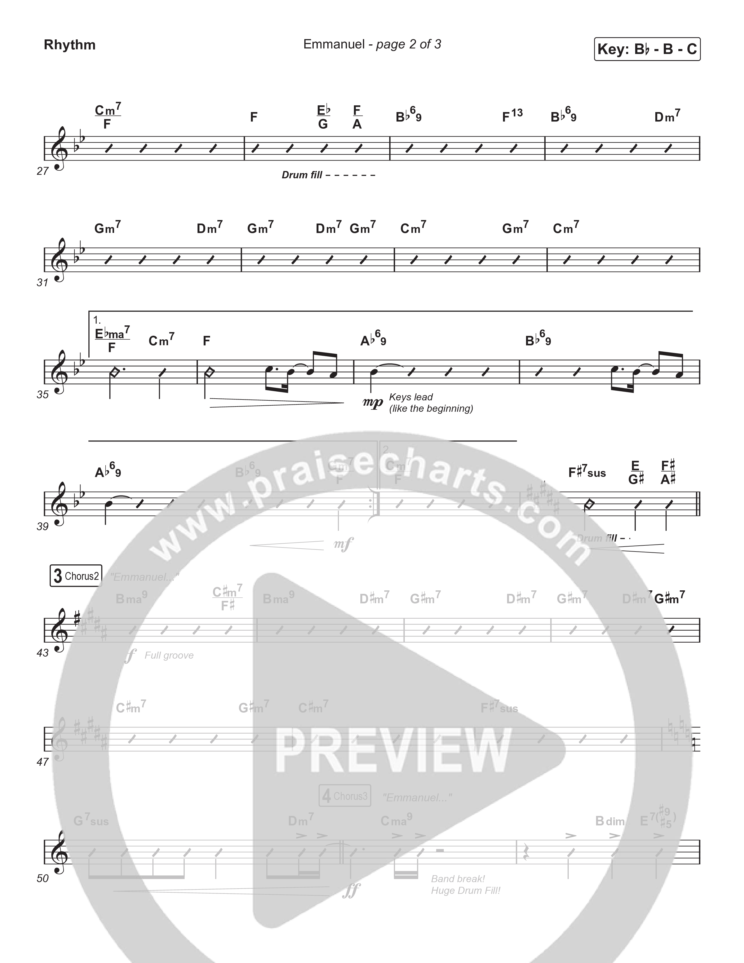 Emmanuel (Worship Choir/SAB) Rhythm Chart (Norman Hutchins / Arr. Luke Gambill)