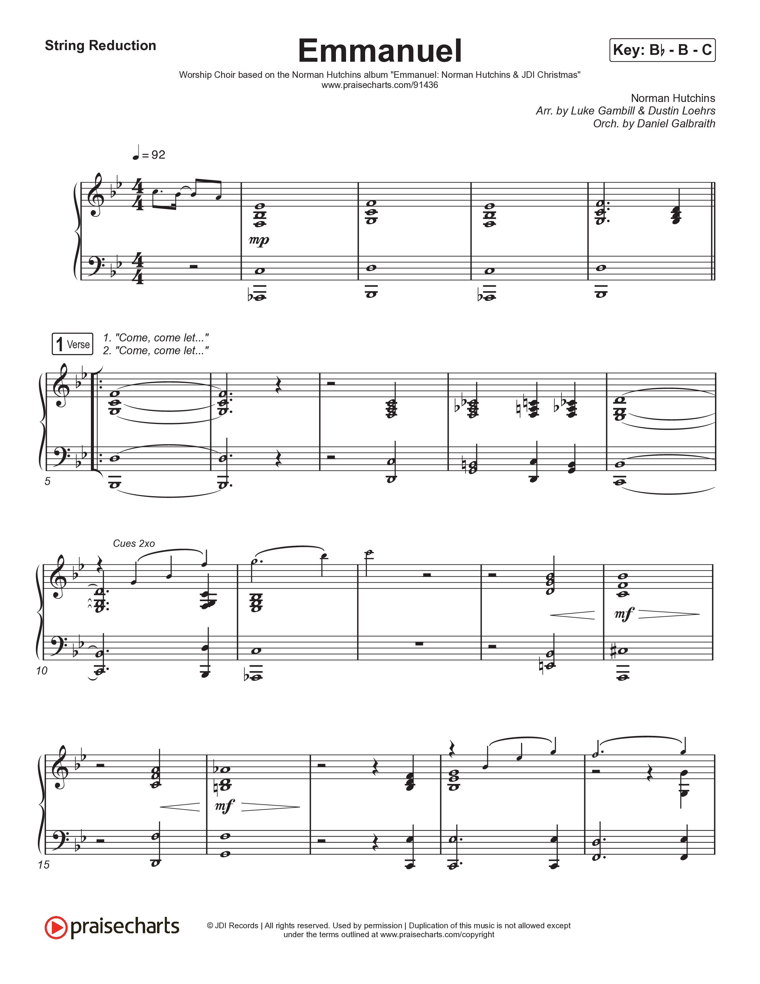 Emmanuel (Worship Choir/SAB) String Reduction (Norman Hutchins / Arr. Luke Gambill)