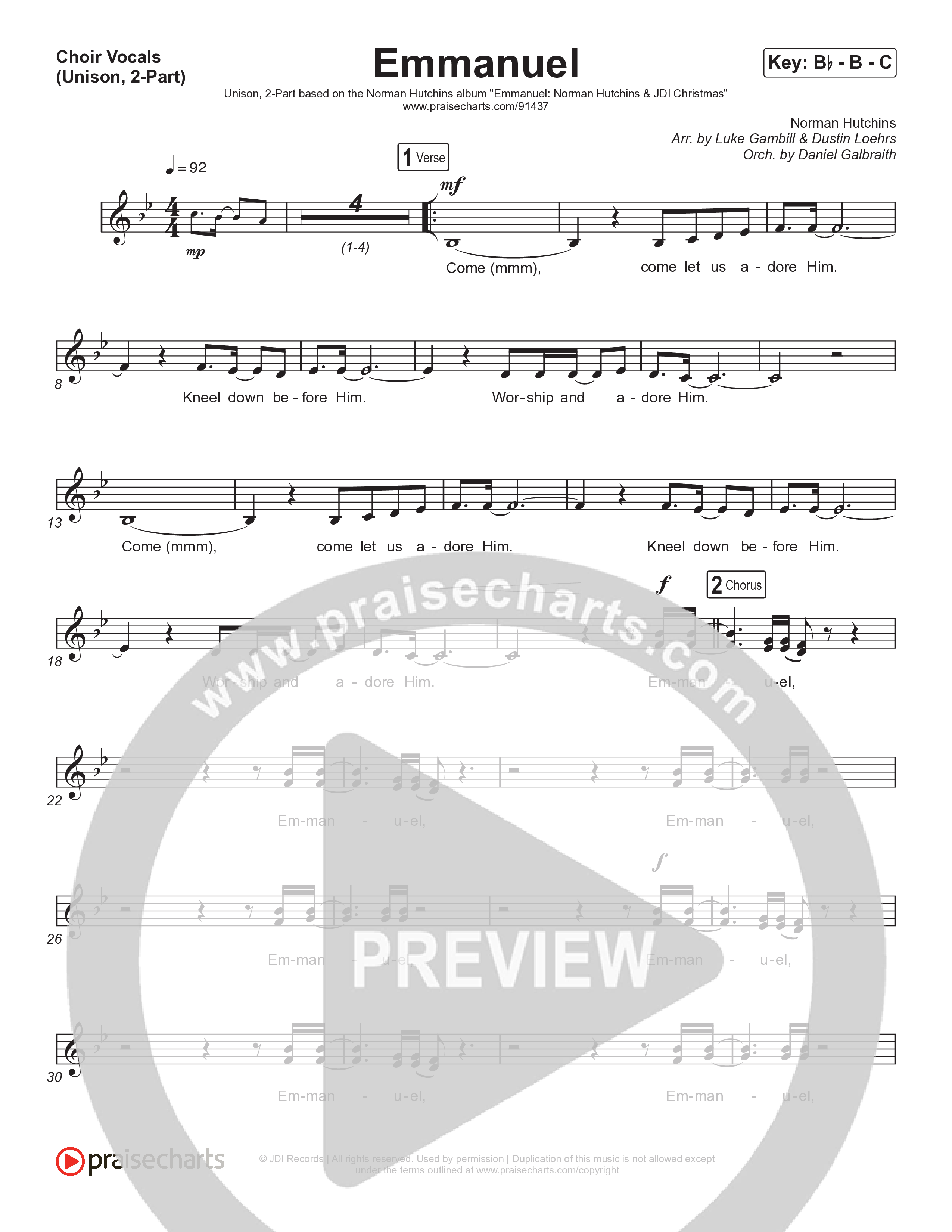 Emmanuel (Unison/2-Part) Choir Vocals (Uni/2-Part) (Norman Hutchins / Arr. Luke Gambill)