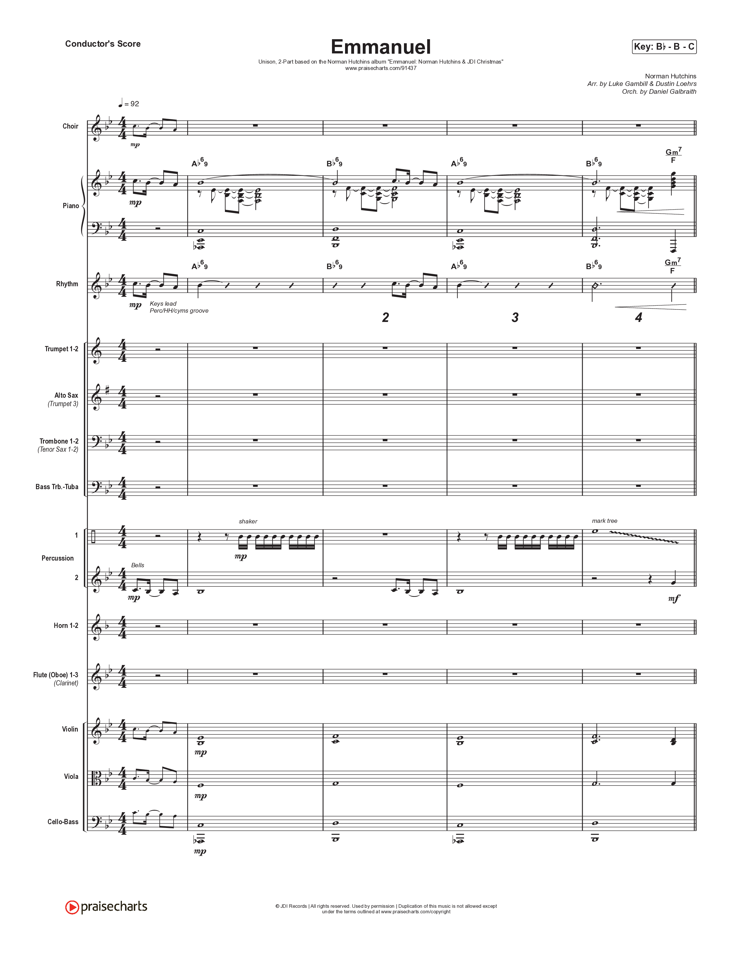 Emmanuel (Unison/2-Part) Orchestration (Norman Hutchins / Arr. Luke Gambill)
