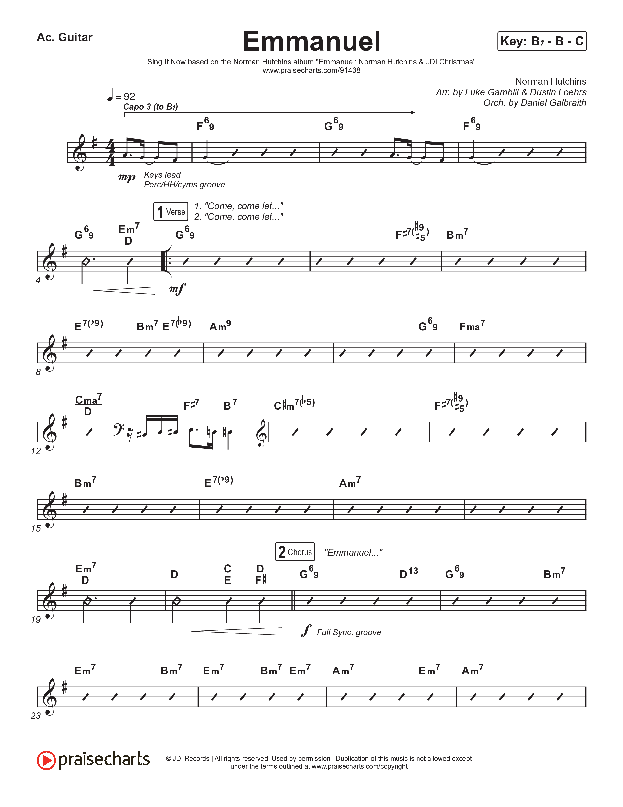 Emmanuel (Sing It Now) Acoustic Guitar (Norman Hutchins / Arr. Luke Gambill)