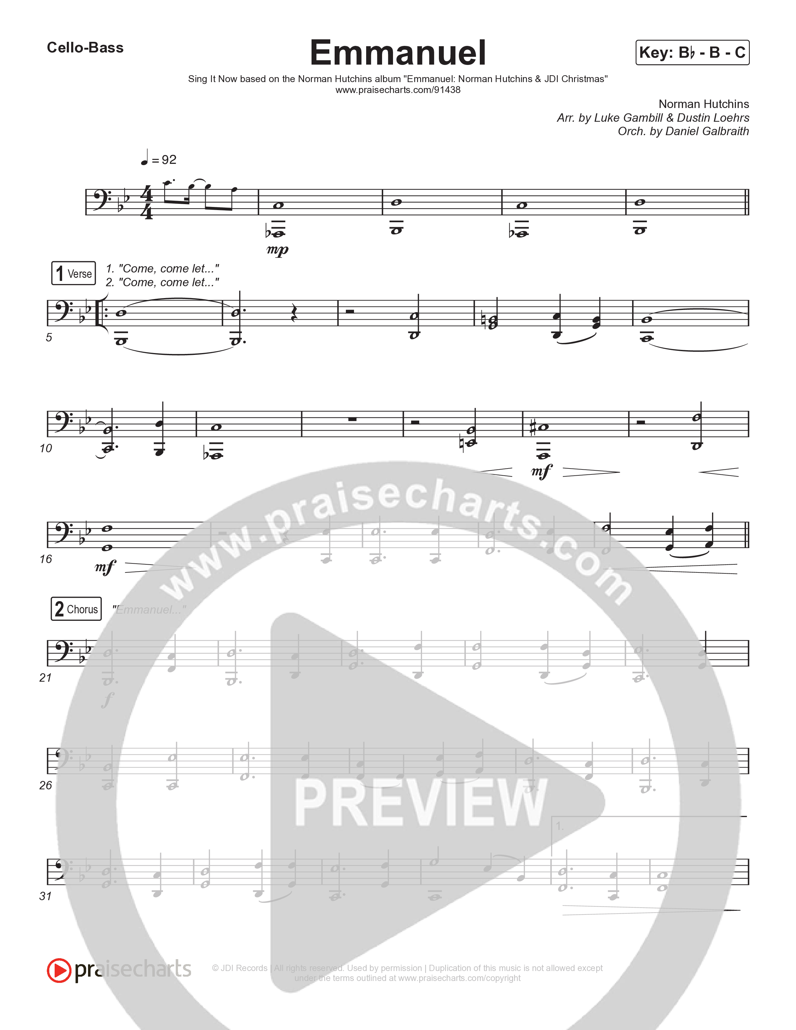 Emmanuel (Sing It Now) Cello/Bass (Norman Hutchins / Arr. Luke Gambill)