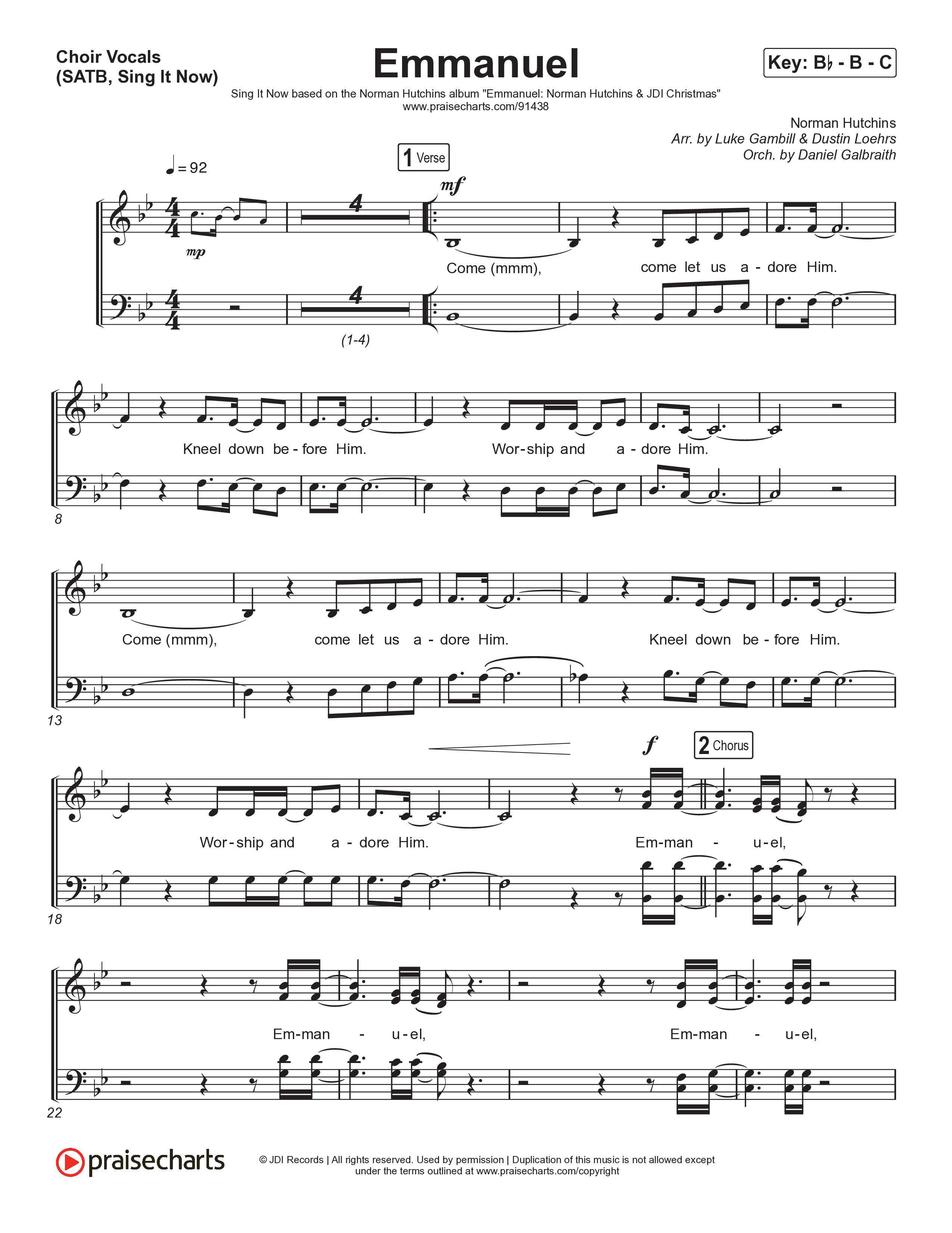 Emmanuel (Sing It Now) Choir Sheet (SATB) (Norman Hutchins / Arr. Luke Gambill)