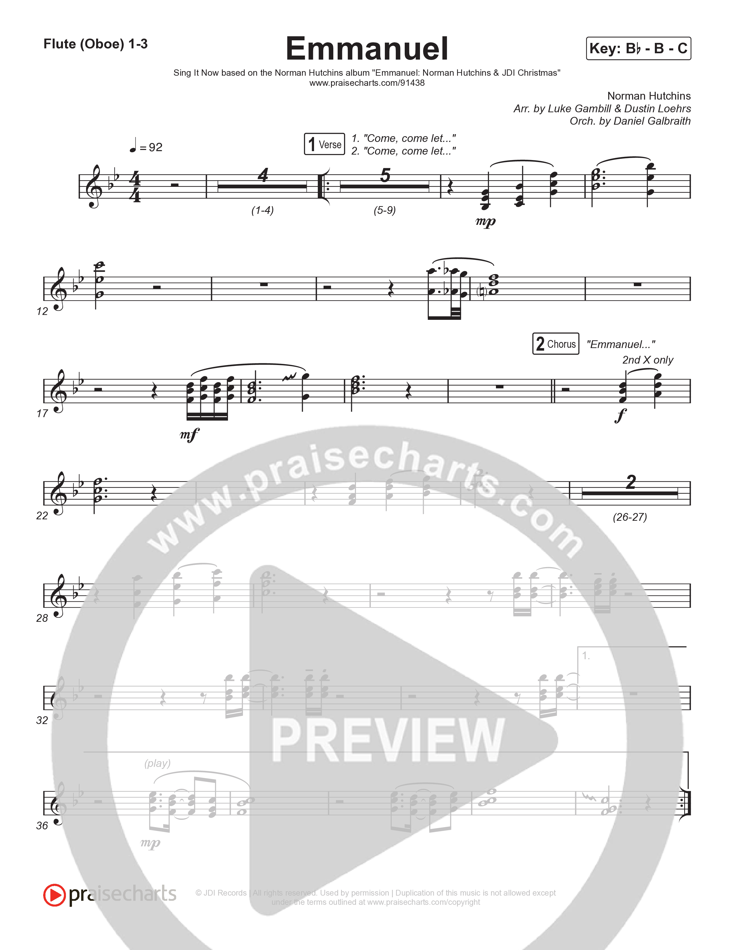 Emmanuel (Sing It Now) Flute/Oboe 1/2/3 (Norman Hutchins / Arr. Luke Gambill)