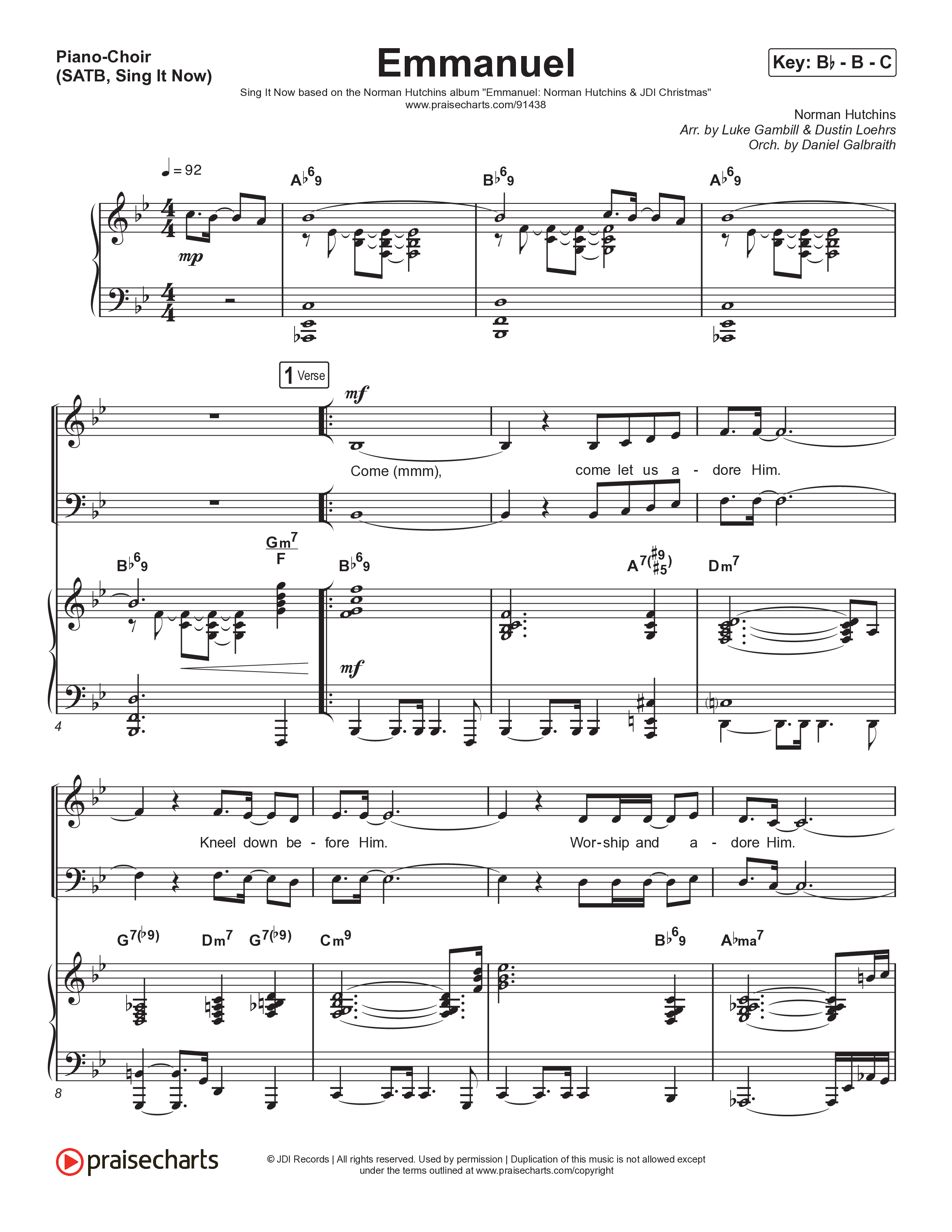 Emmanuel (Sing It Now) Piano/Choir (SATB) (Norman Hutchins / Arr. Luke Gambill)