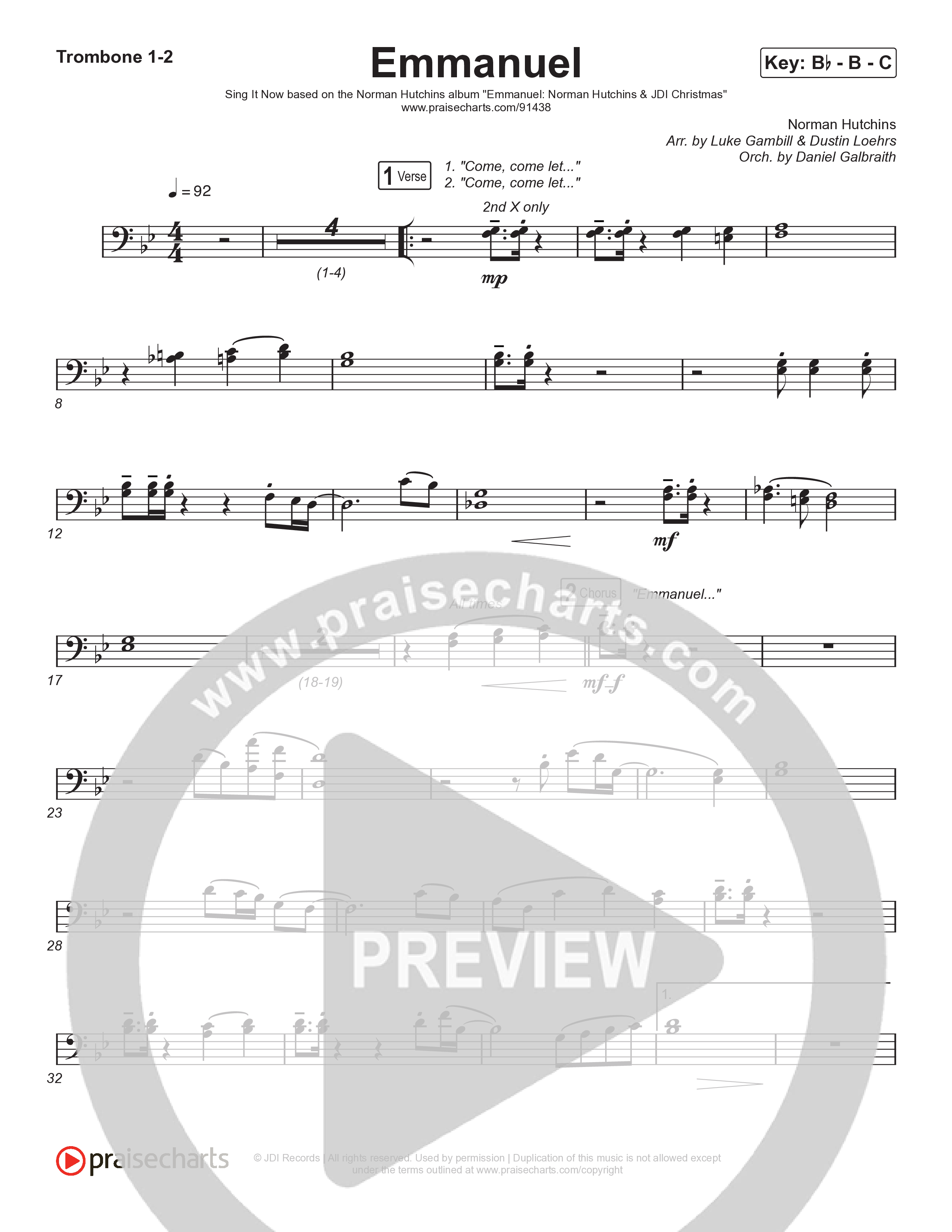 Emmanuel (Sing It Now) Trombone 1/2 (Norman Hutchins / Arr. Luke Gambill)
